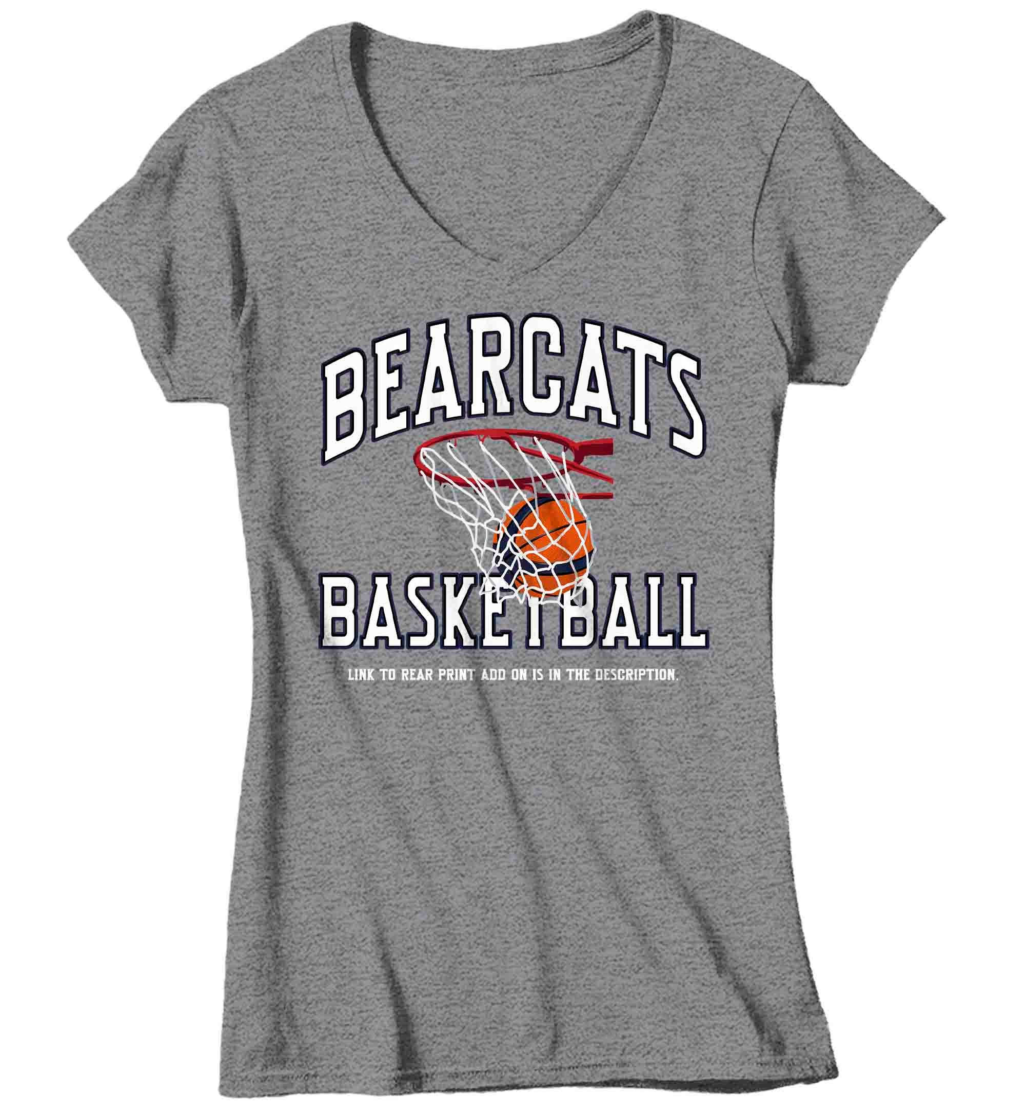 Women's V-Neck Personalized Basketball Team Shirt Ball Tee Backboard Hoop Coach Modern Baller T 