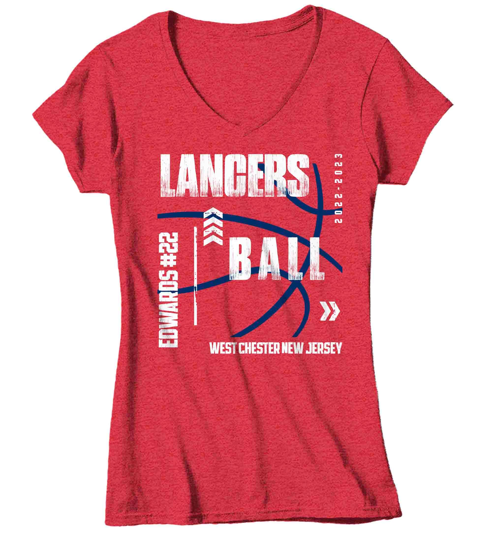 Women's V-Neck Basketball Team Shirt Ball Tee Streetwear Urban Coach Modern Baller T Shirt Custo