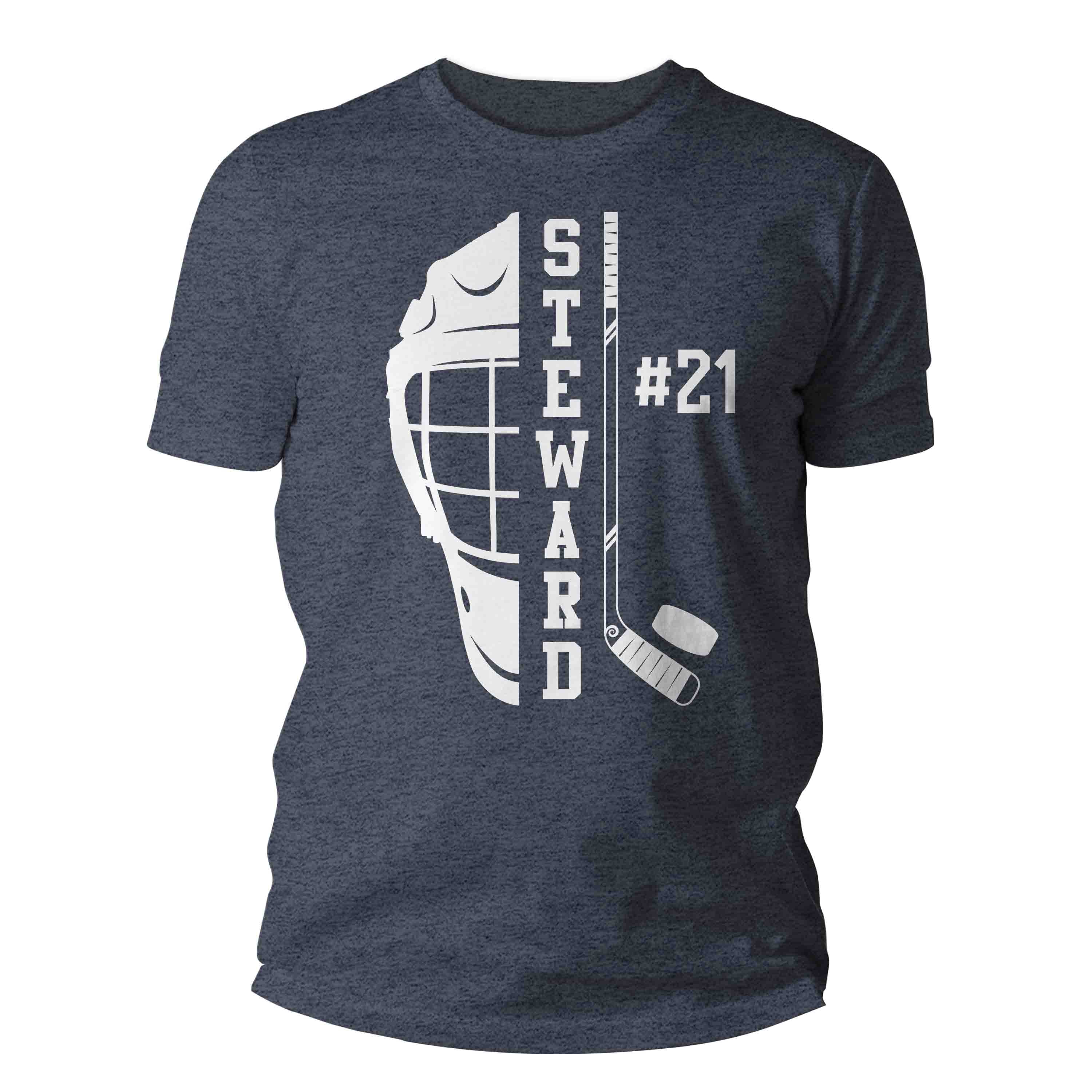 Men's Personalized Hockey Shirt Custom Player Helmet Frame Team T Shirt Personalized Hockey TShi