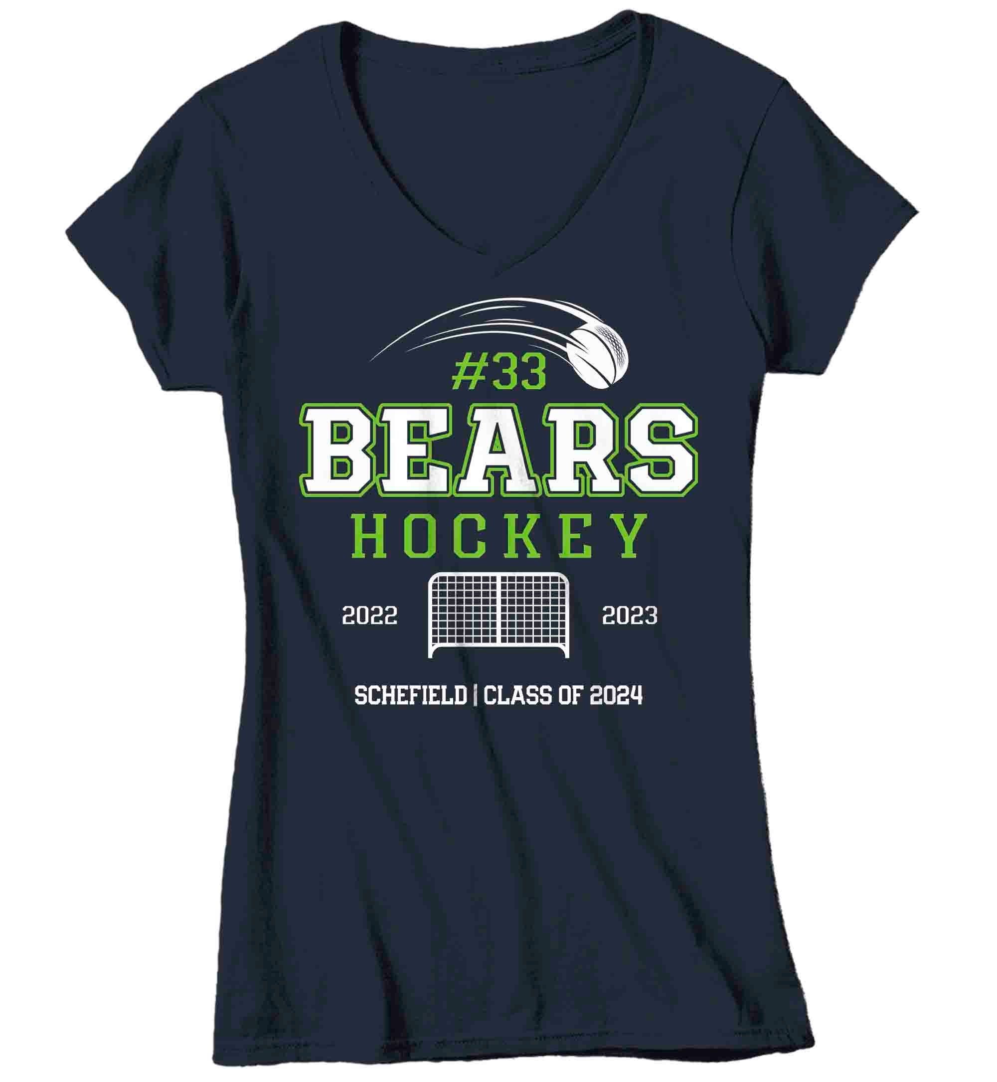 Women's V-Neck Personalized Hockey Shirt Custom Hockey Mom T