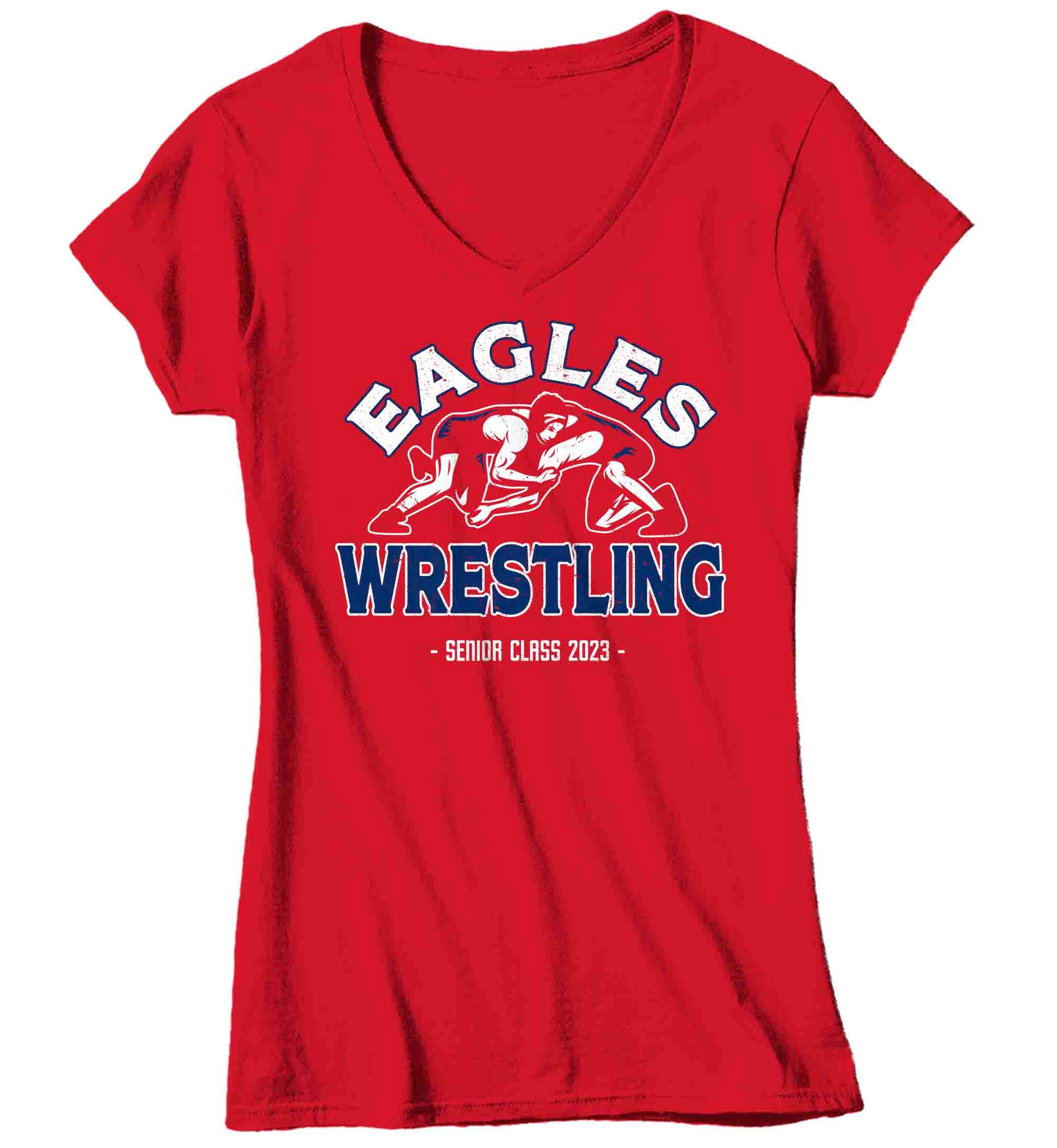 Women's V-Neck Personalized Wrestling Shirt Custom Wrestler Tee Wrestle Team T Shirt Personalize