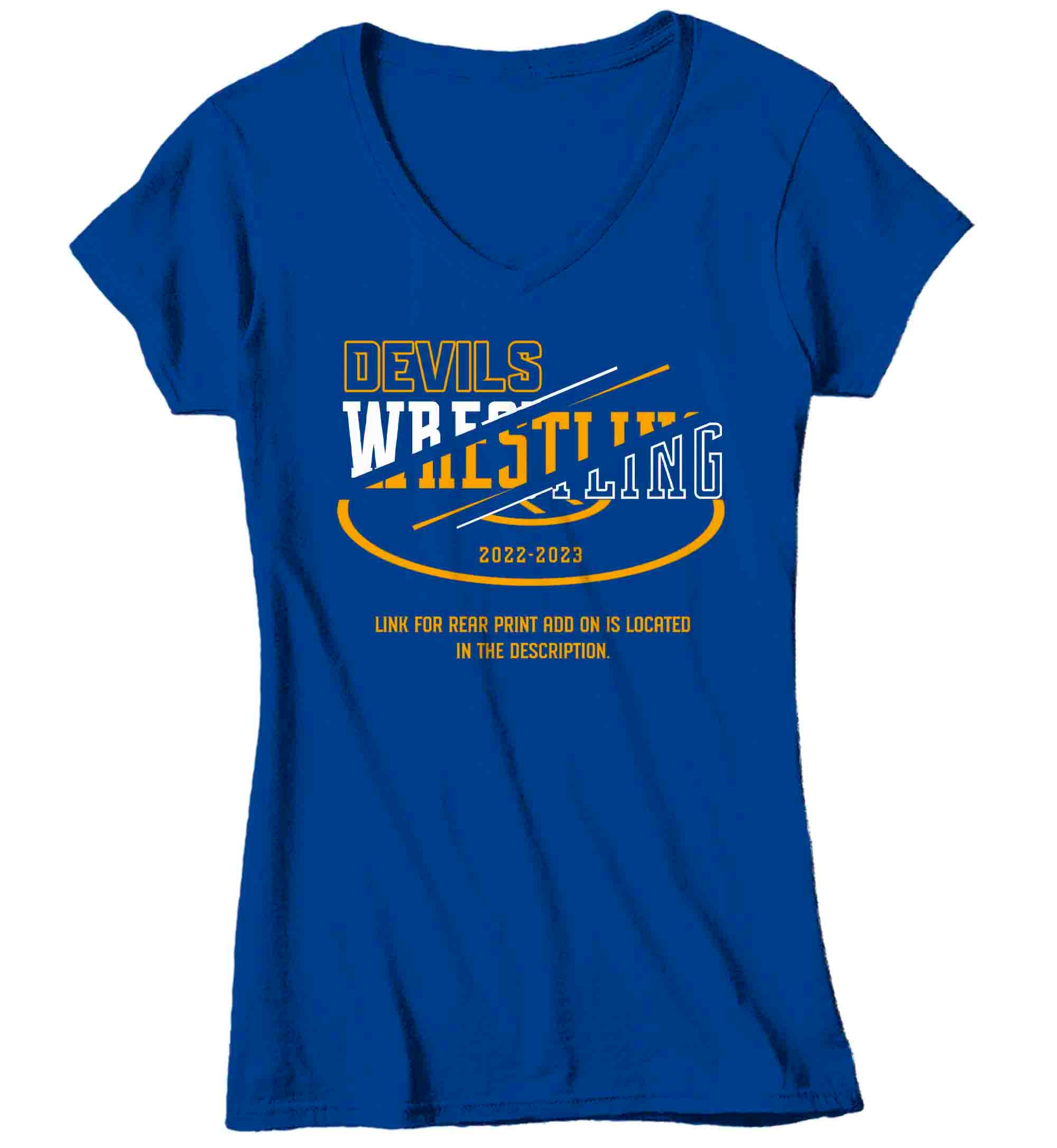 Women's V-Neck Wrestling Team Shirt Personalized Wrestler Tee Streetwear Highschool T Shirt Pers