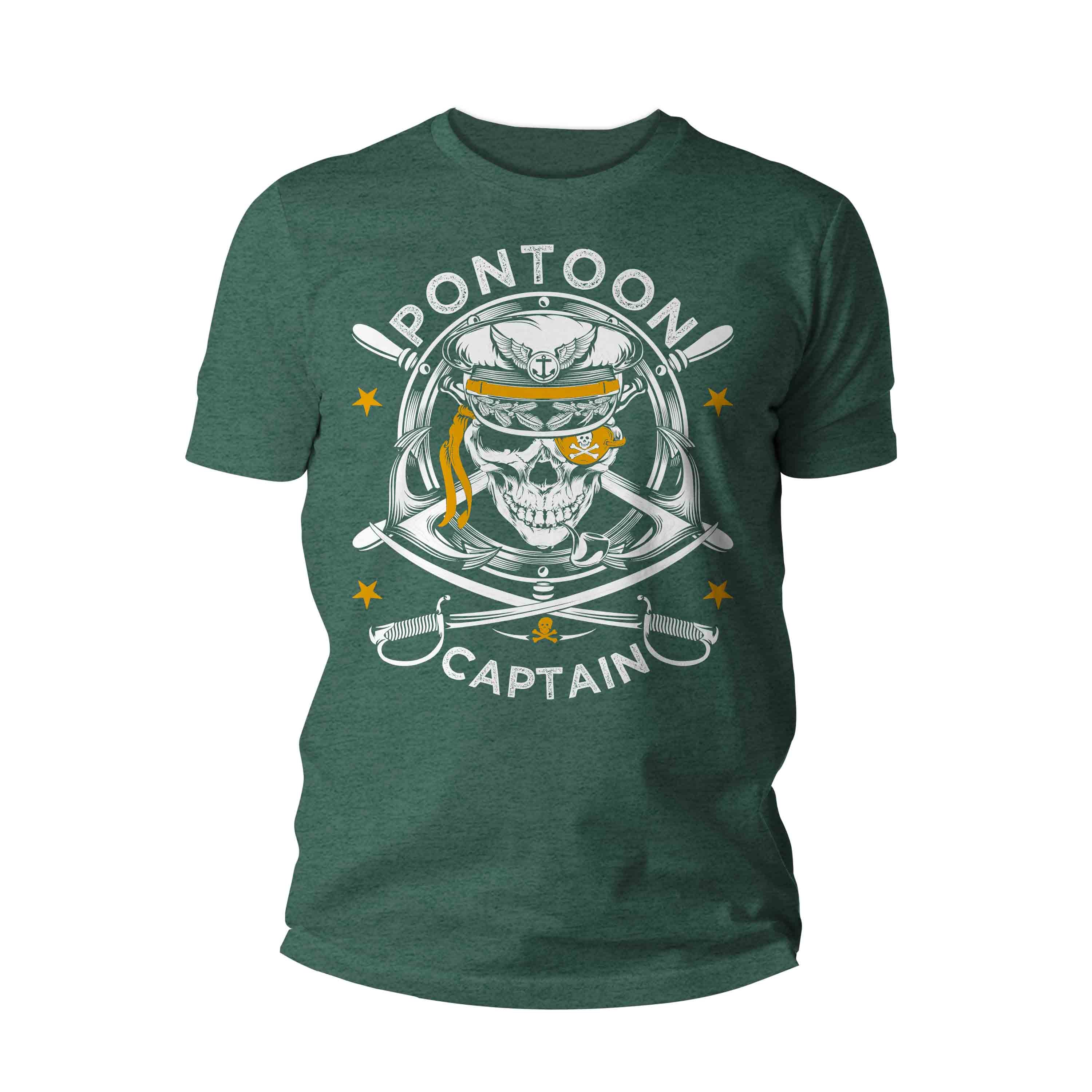 Men's Pirate Captain Shirt Pontoon Captain Boating Boater Skull T Shirt Toon Boat Rebel Gift Pir