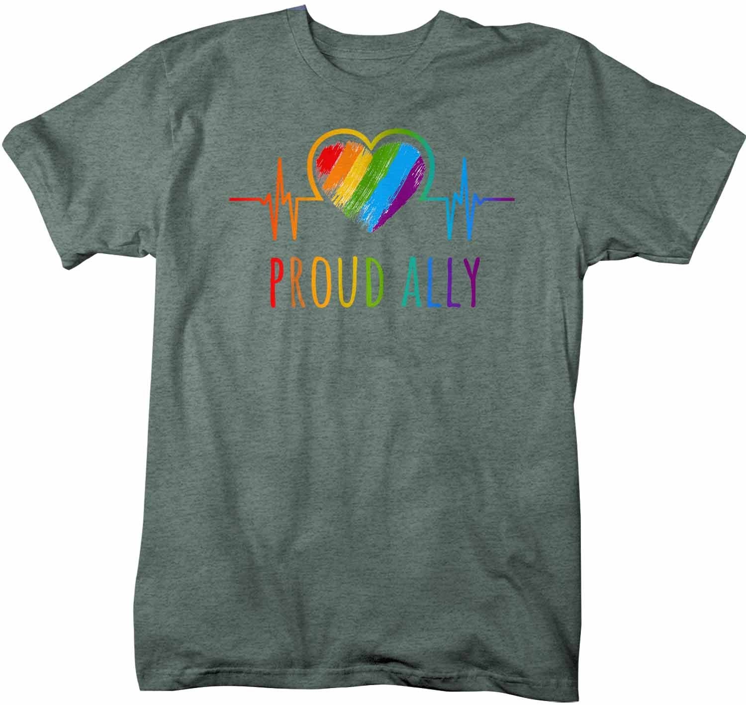 Men's Proud Ally LGBT T Shirt LGBT Support Shirt Friends Heart Shirts Inspirational LGBT Shirts 