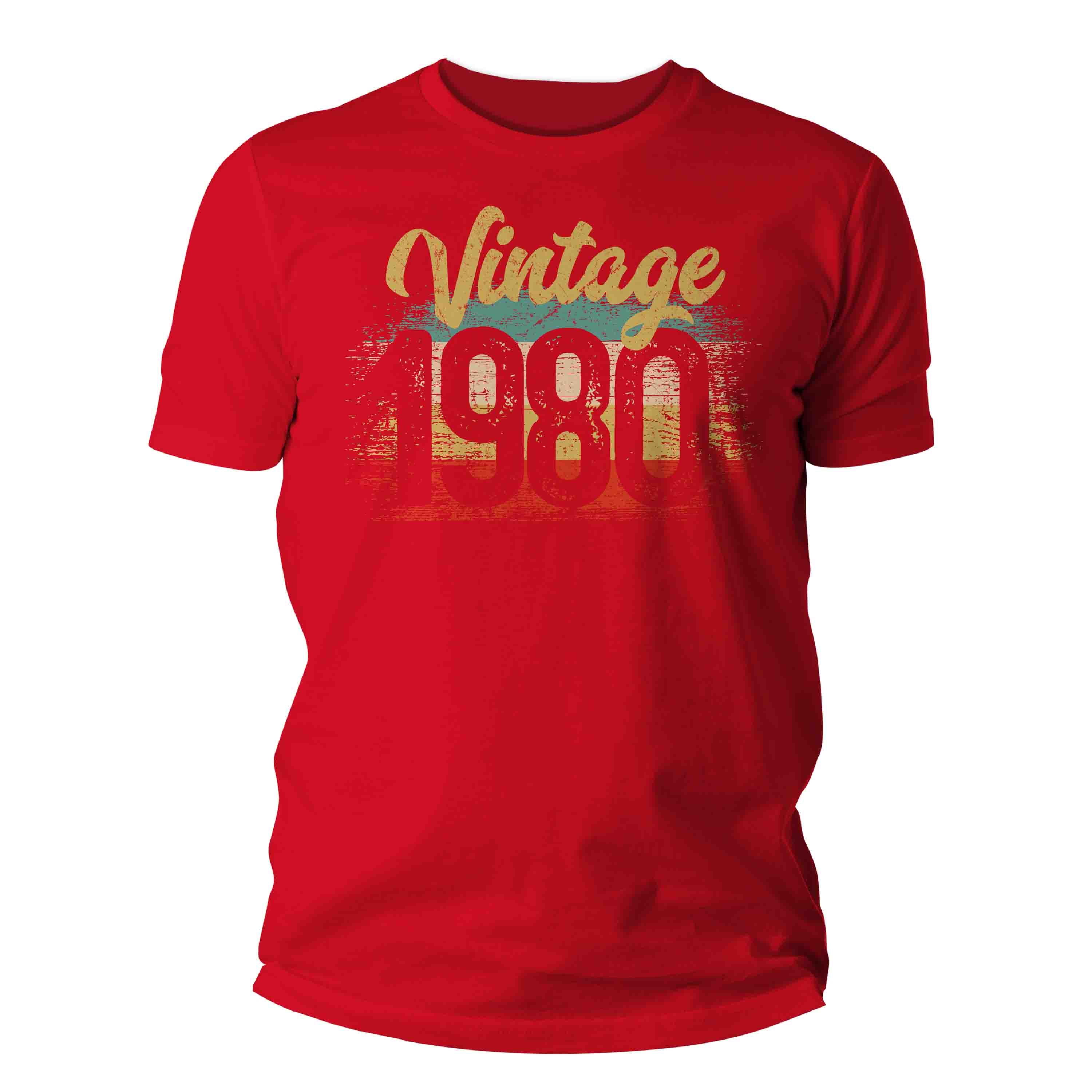 Men's Vintage 1980 Birthday T Shirt Vintage Birthday Shirt Birth Year Gift Grunge Bday Gift Men&