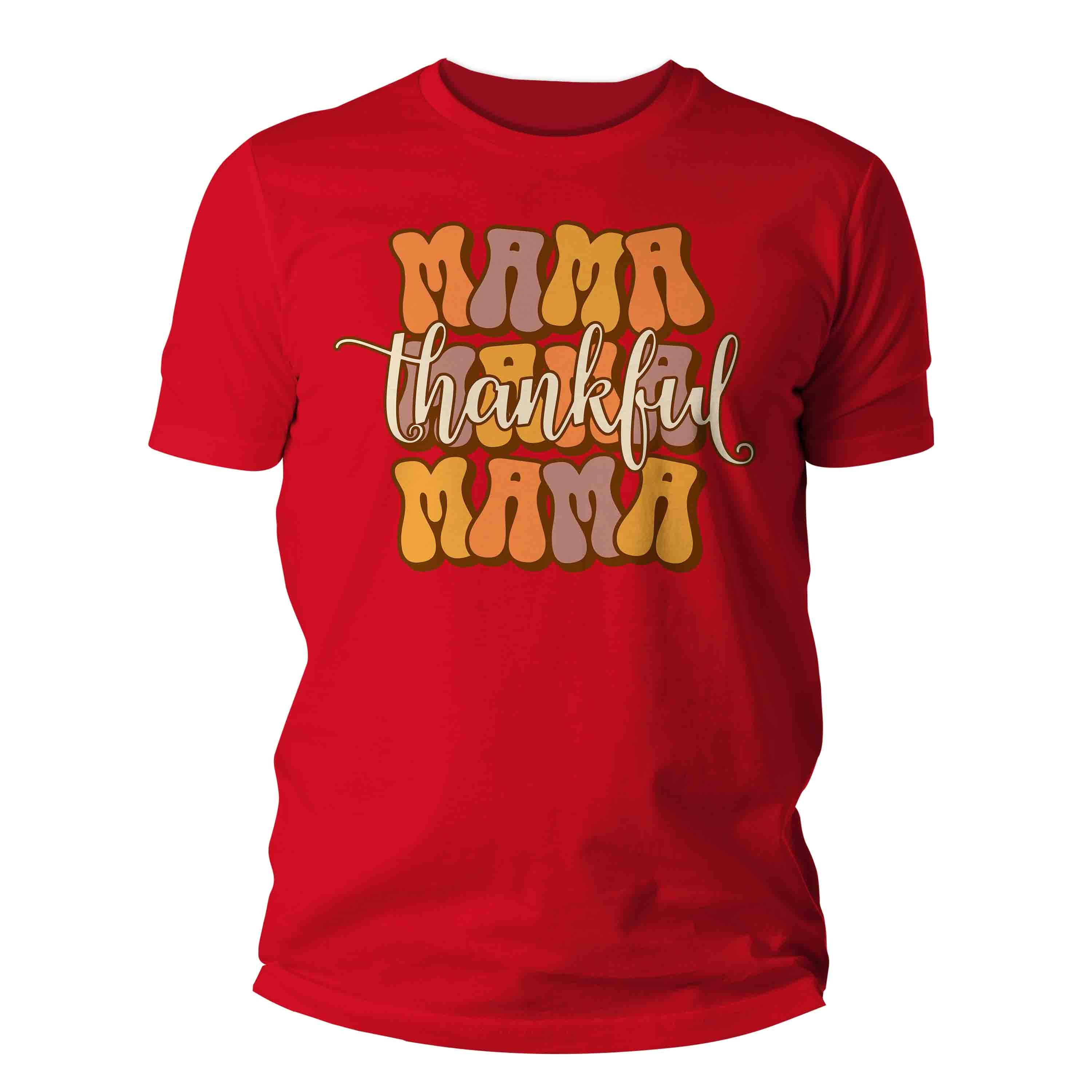 Men's Funny Thanksgiving T-Shirt Thankful Mama Retro Vibes Shirt Thanks Giving Tee Vintage Festi