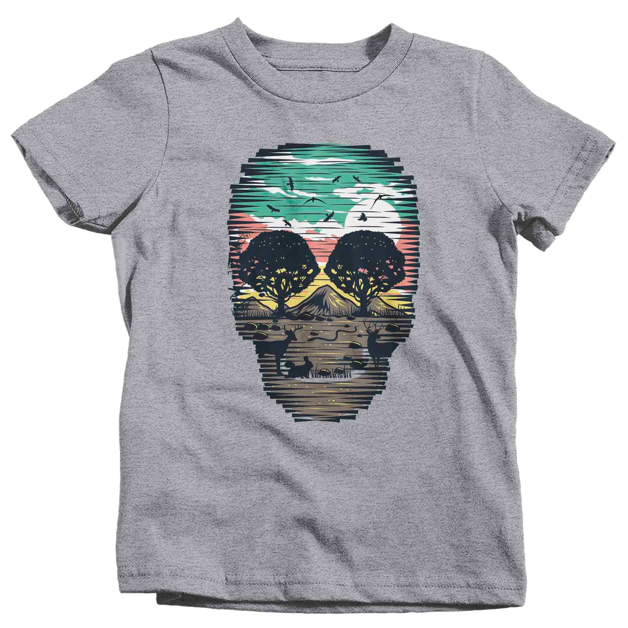 Kids Skull Camping Shirt Forest T Shirt Graphic Tee Desert Gift Halloween Tee Camp Hiker Streetwear 