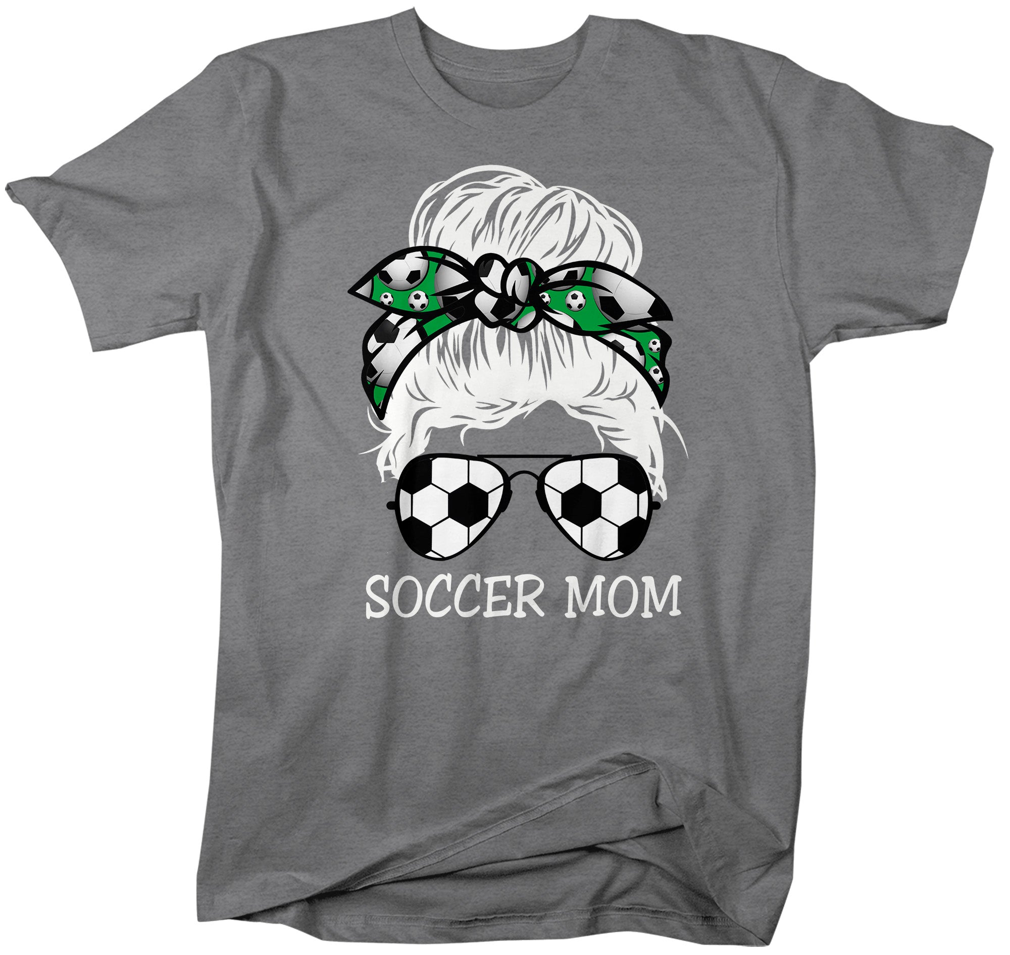 Men's Cute Soccer Mom Shirt Messy Bun T Shirt Soccer Mom Tee Hair Bandana Graphic Tee Baller Mom