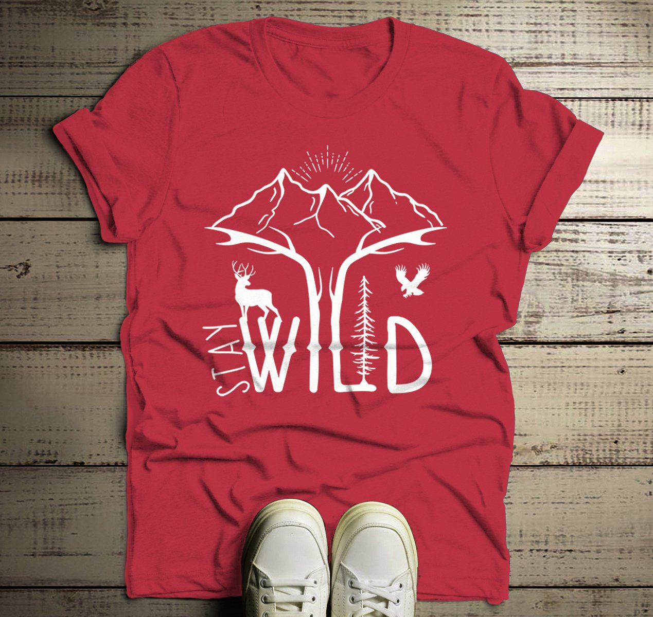 Men's Hipster Stay Wild Shirt Mountains T-Shirt Explore Antl