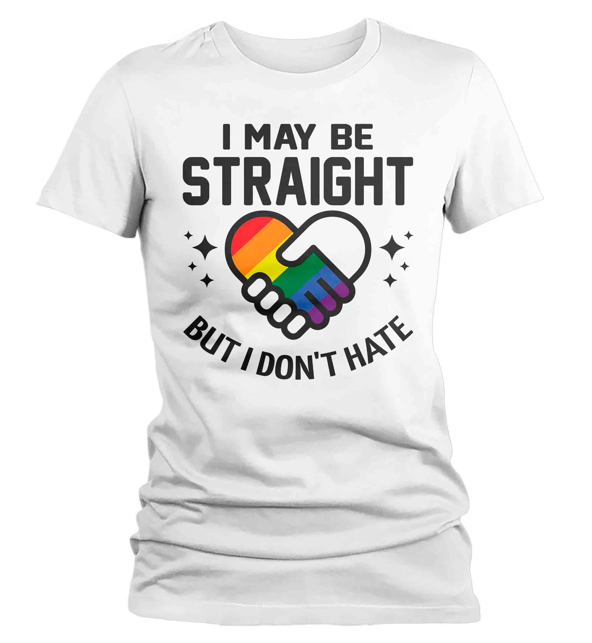 Women's Pride Ally Shirt LGBTQ T Shirt Support Straight But Don't Hate Shirts Inspirational 