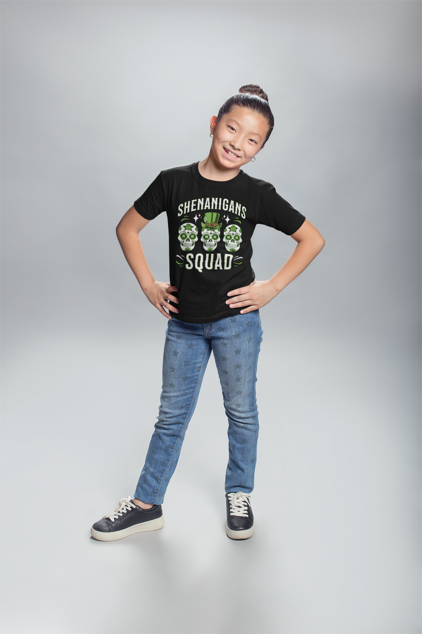 Kids Funny Shenanigans Squad Shirt St. Patrick's Day T Shirt Sugar Skull Grunge Tshirt Graphic T