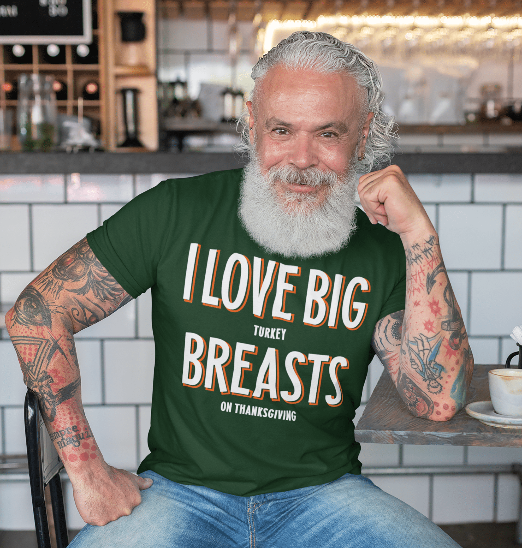 Men's Funny Thanksgiving T Shirt I Love Big Turkey Breasts Funny