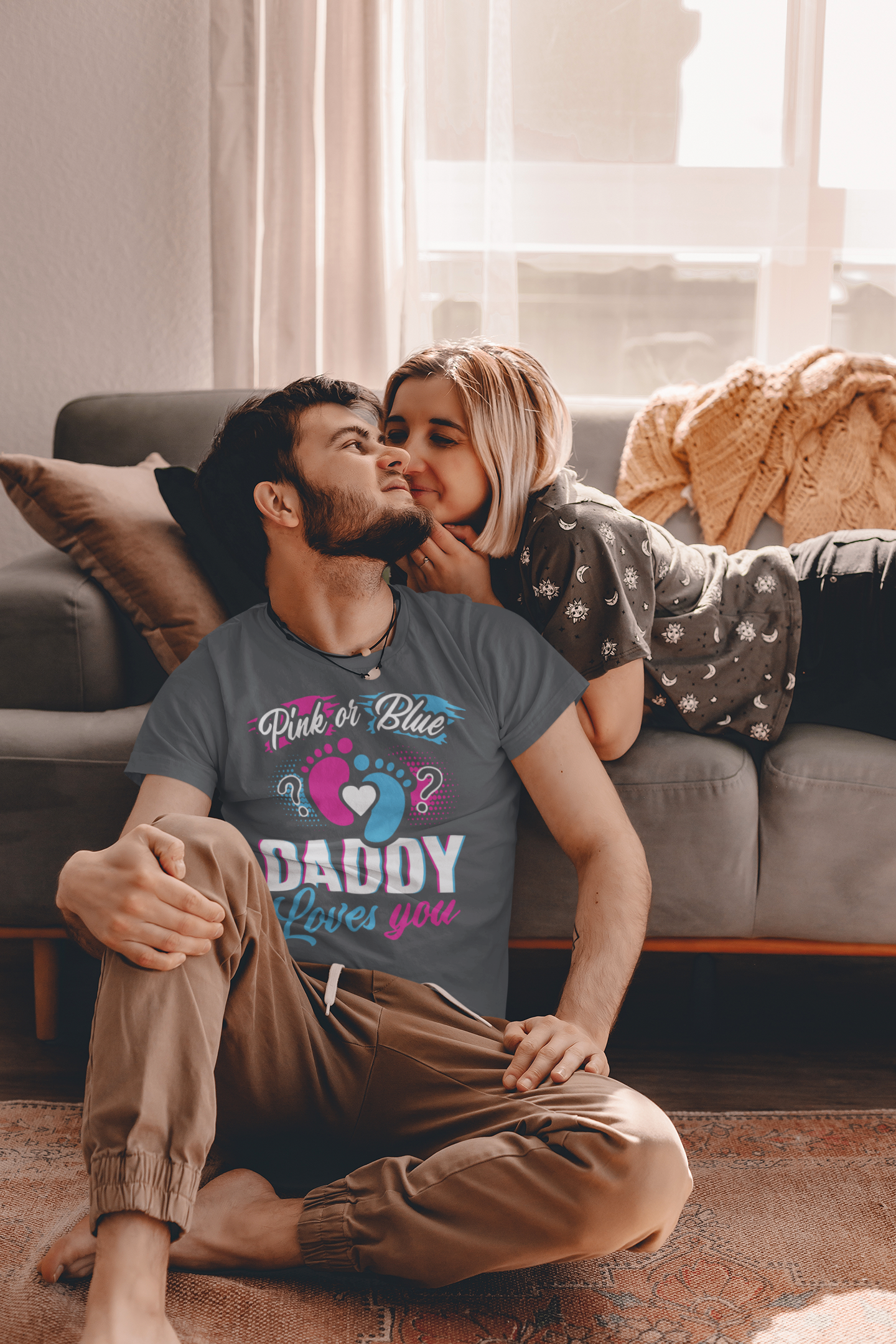 Men's Gender Reveal Shirt Dad T Shirt Pink Or Blue TShirt Father's Day Gift Daddy Loves You 