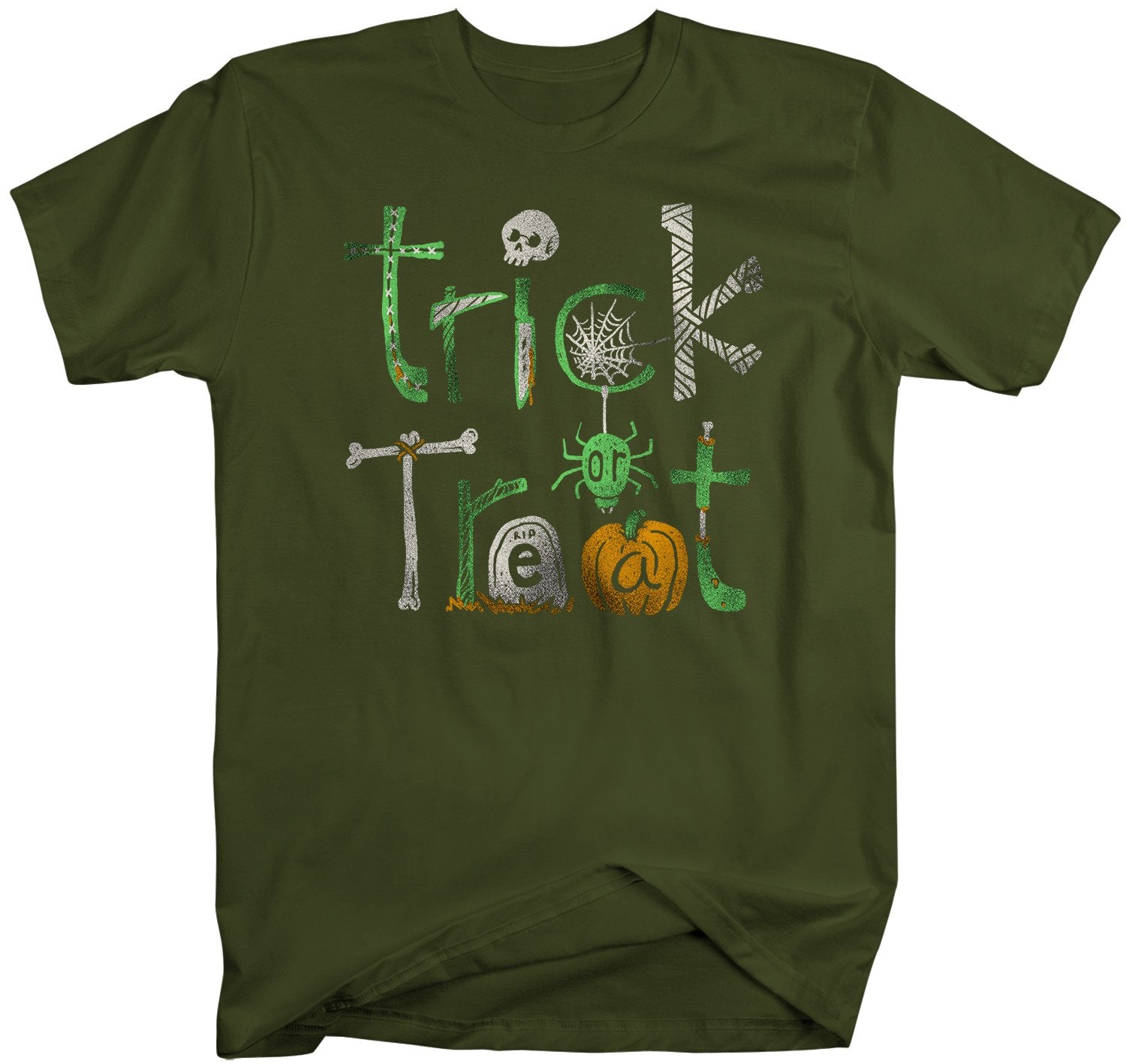 Men's Funny Halloween T Shirt Trick Or Treat Graphic Tee Cool Typography Halloween Shirts