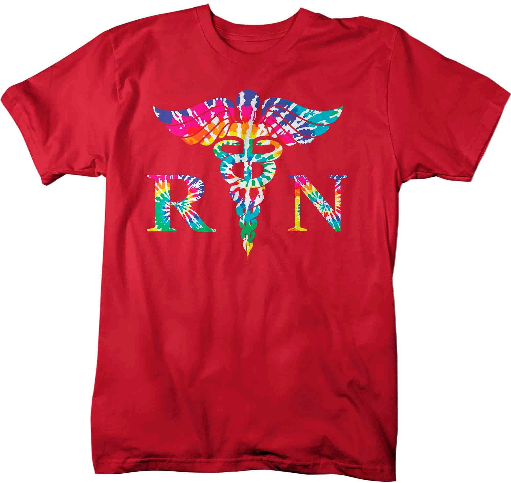 Men's Registered Nurse Shirt Caduceus T Shirt Cute Tie Dye Print Caduceus RN Gift Medical Nurses