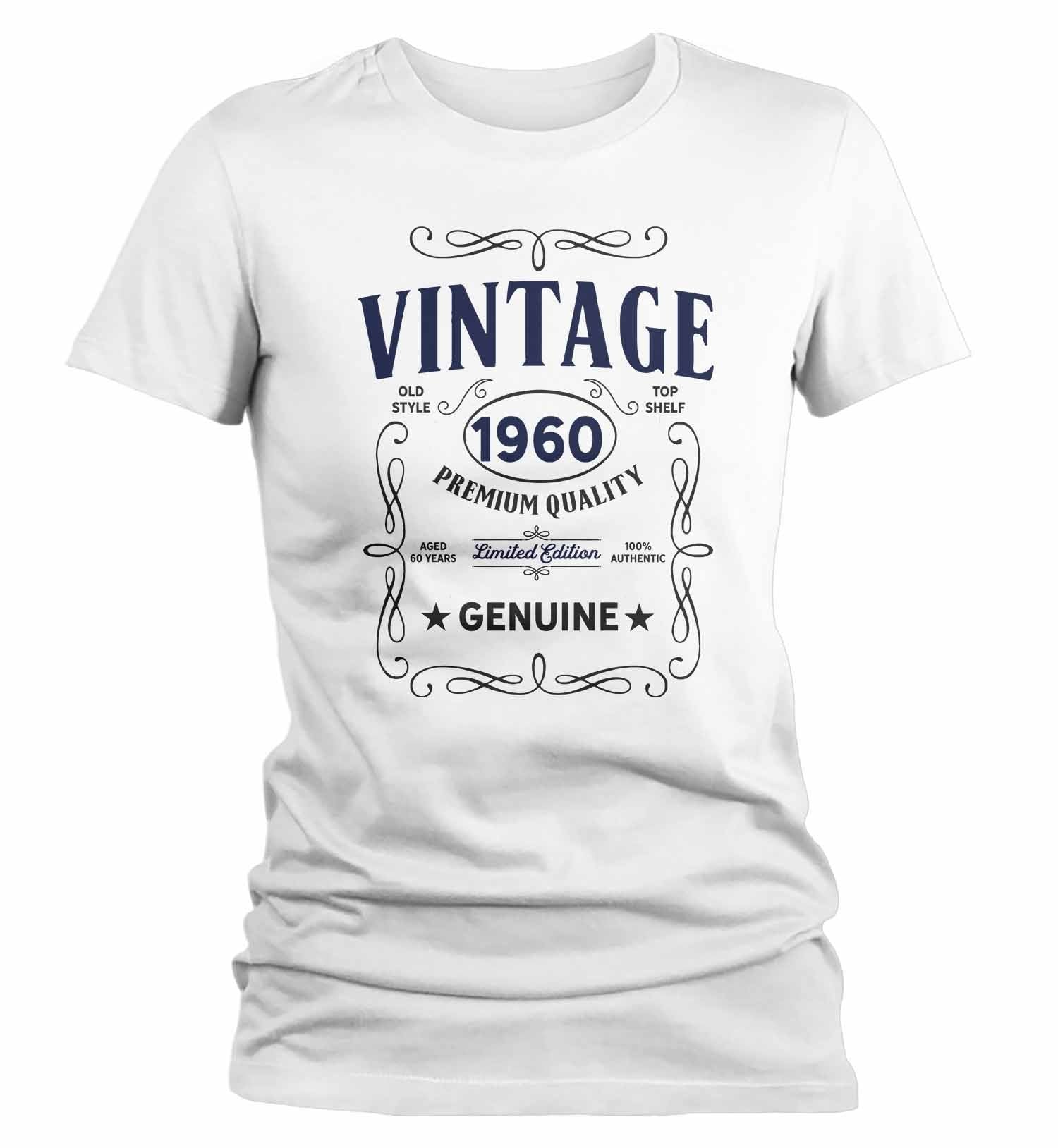 Women's Vintage 1960 60th Birthday T-Shirt Classic Sixty Shirt Gift Id ...
