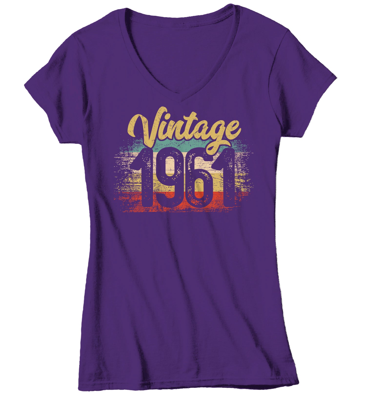 Women's V-Neck Vintage 1961 Birthday T Shirt 60th Birthday S