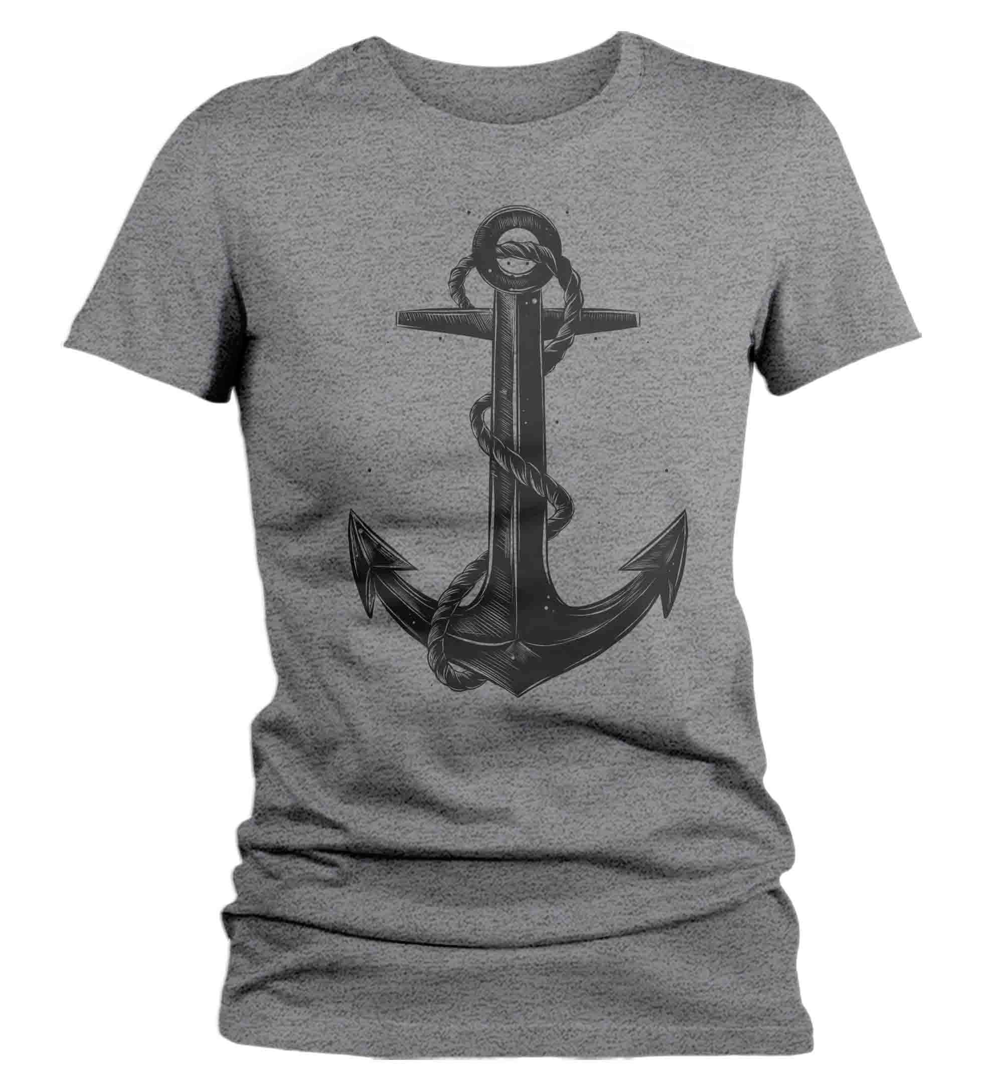 Women's Boating Shirt Vintage Anchor Nautical Boater Sailor 