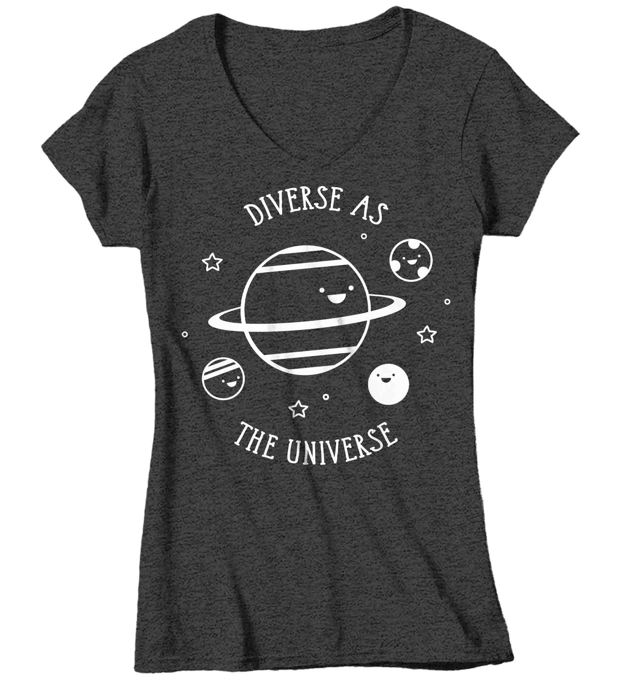 Women's V-Neck Autism Shirt Diverse As Universe Neurodivergent Awareness Neurodiversity Space As