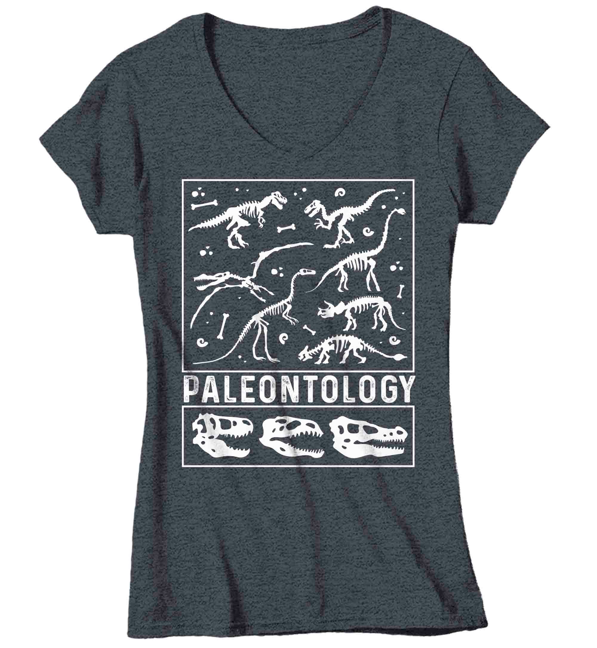 Women's V-Neck Paleontology T Shirt Dinosaur Fossil Record Bones Dig Dino Shirt Excavate T-Shirt