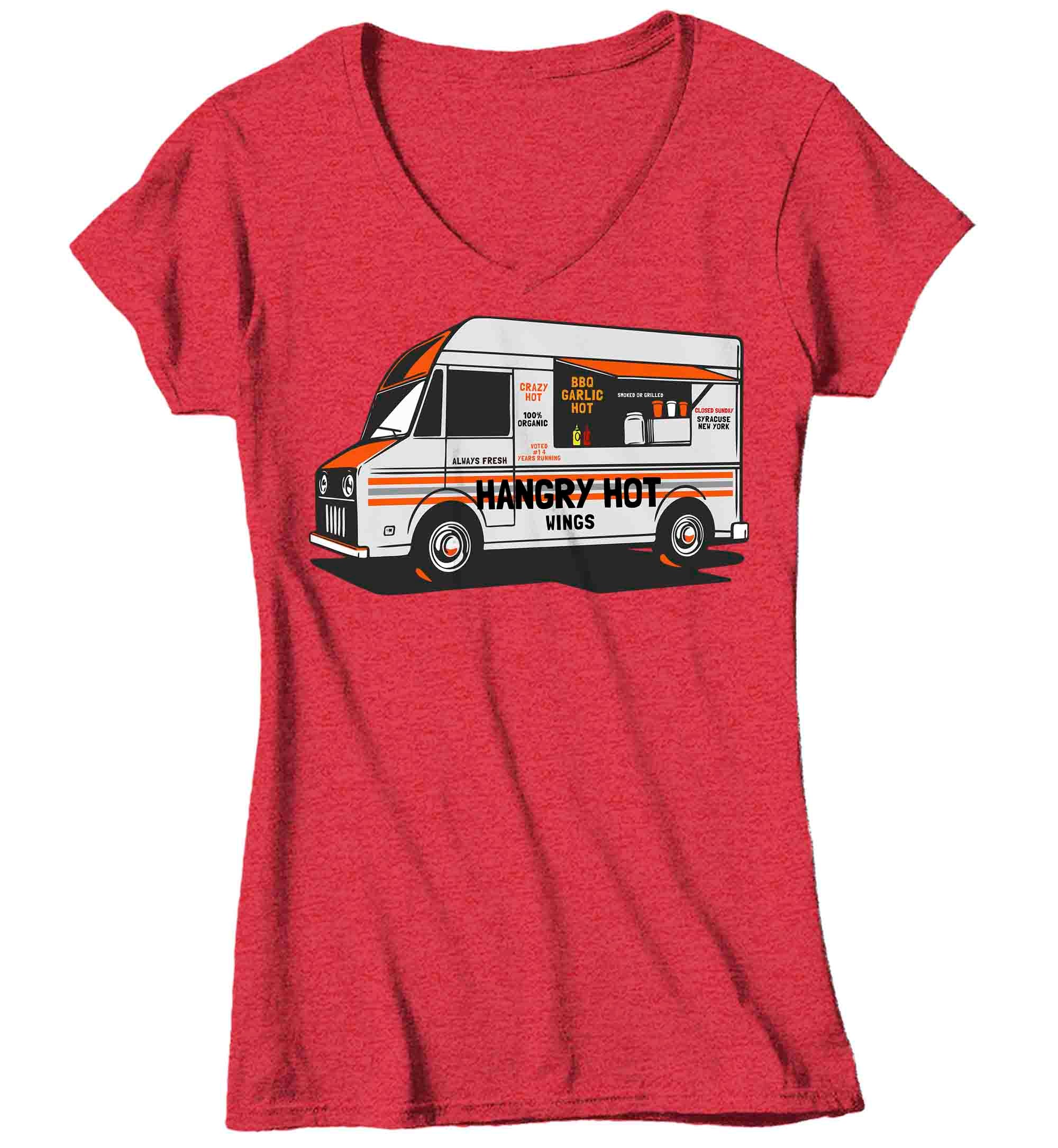 Women's V-Neck Personalized Food Truck Shirt Custom Restaurant T Shirt Cook Chef Wings Burgers G