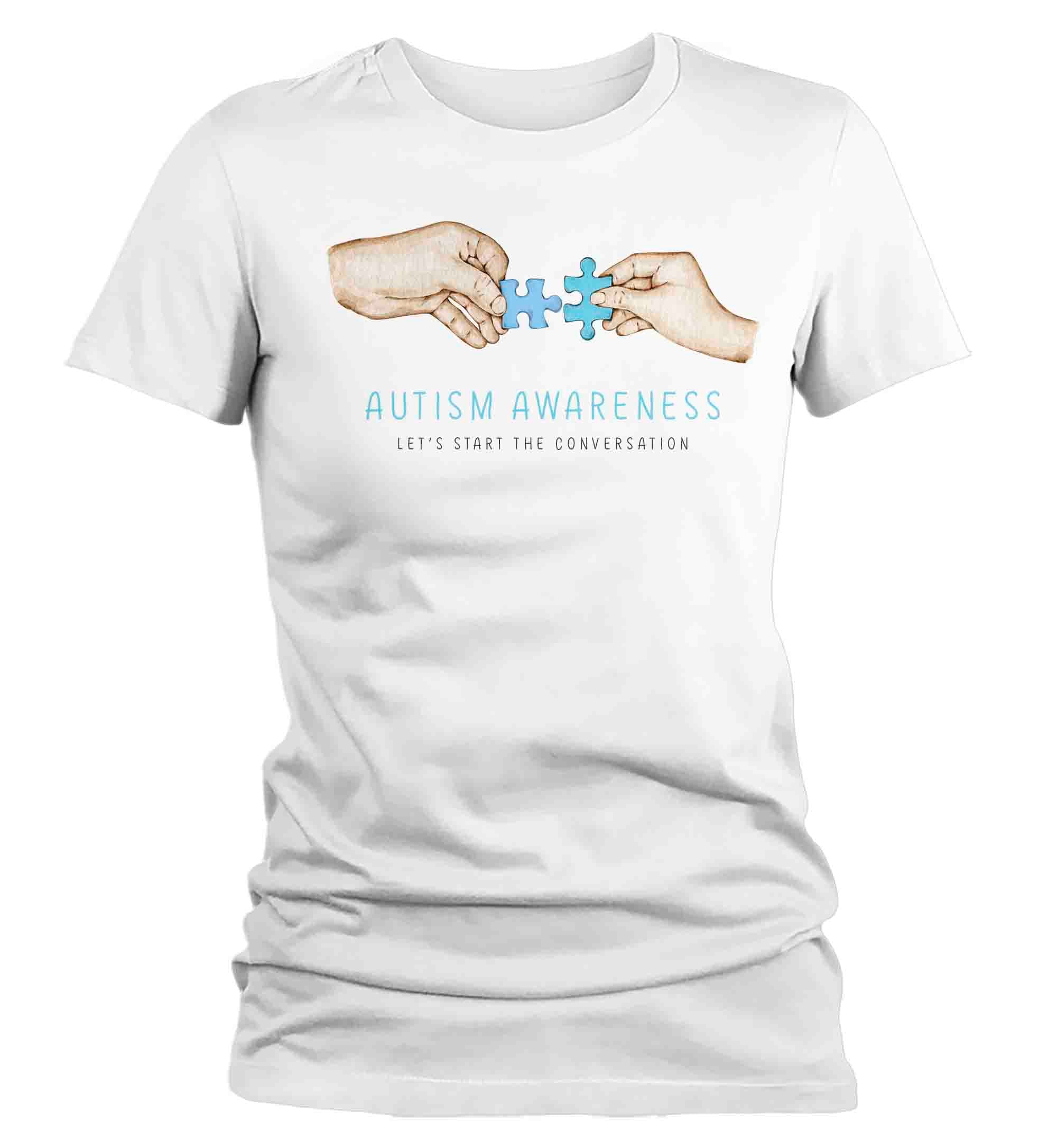 Women's Autism Awareness Shirt Puzzle Hands Awareness T Shirt Neurodiversity Divergent Asperger&