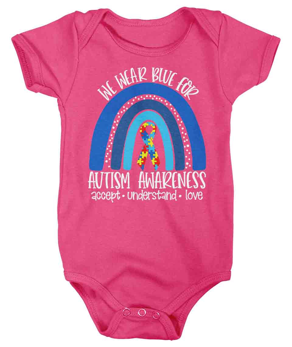 Baby Autism Shirt We We Wear Blue Creeper Autism Tee Accept Love Rainbow Bodysuit Support Autism Awa