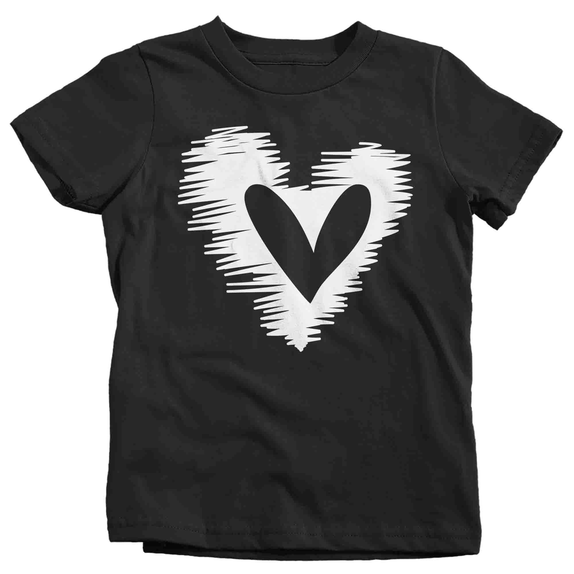 Kids Cute Valentine's Day Shirt Sketch Heart Shirt Sketchy Love T Shirt Scribble Love Theme Vale