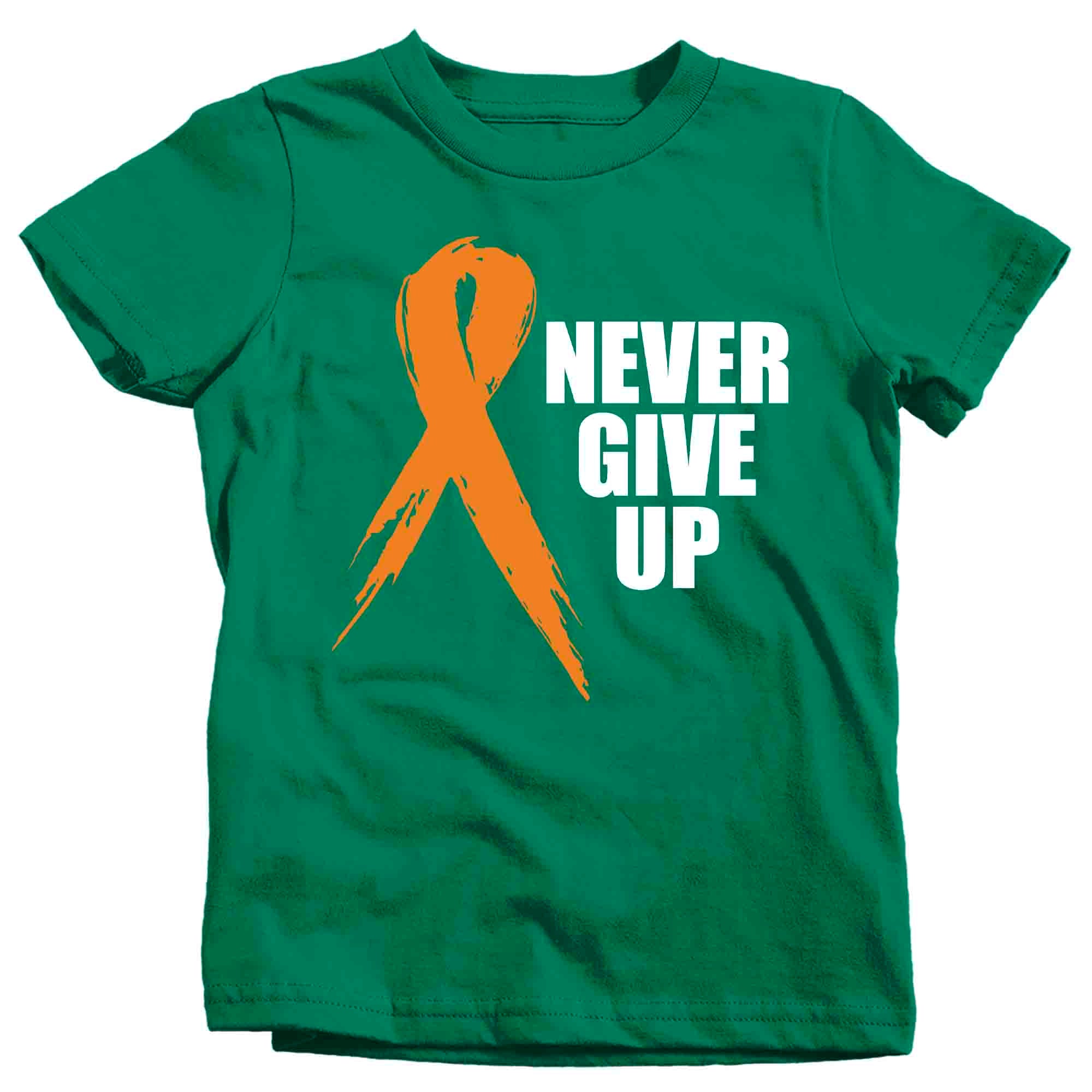Kids Orange Ribbon Shirt Never Give Up Awareness T Shirt Multipl