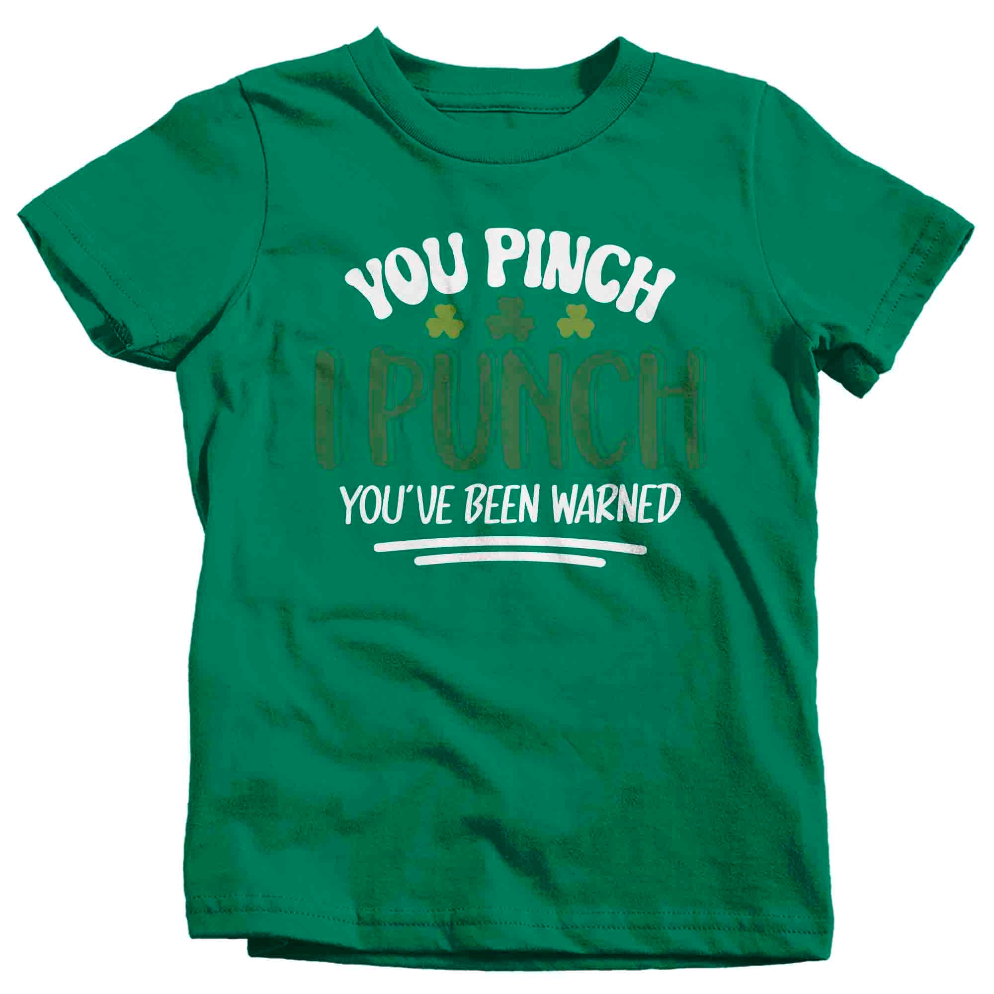 Kids Funny Pinch Shirt St. Patrick's Day T Shirt You Pinch I Punch Tshirt Graphic Tee Streetwear