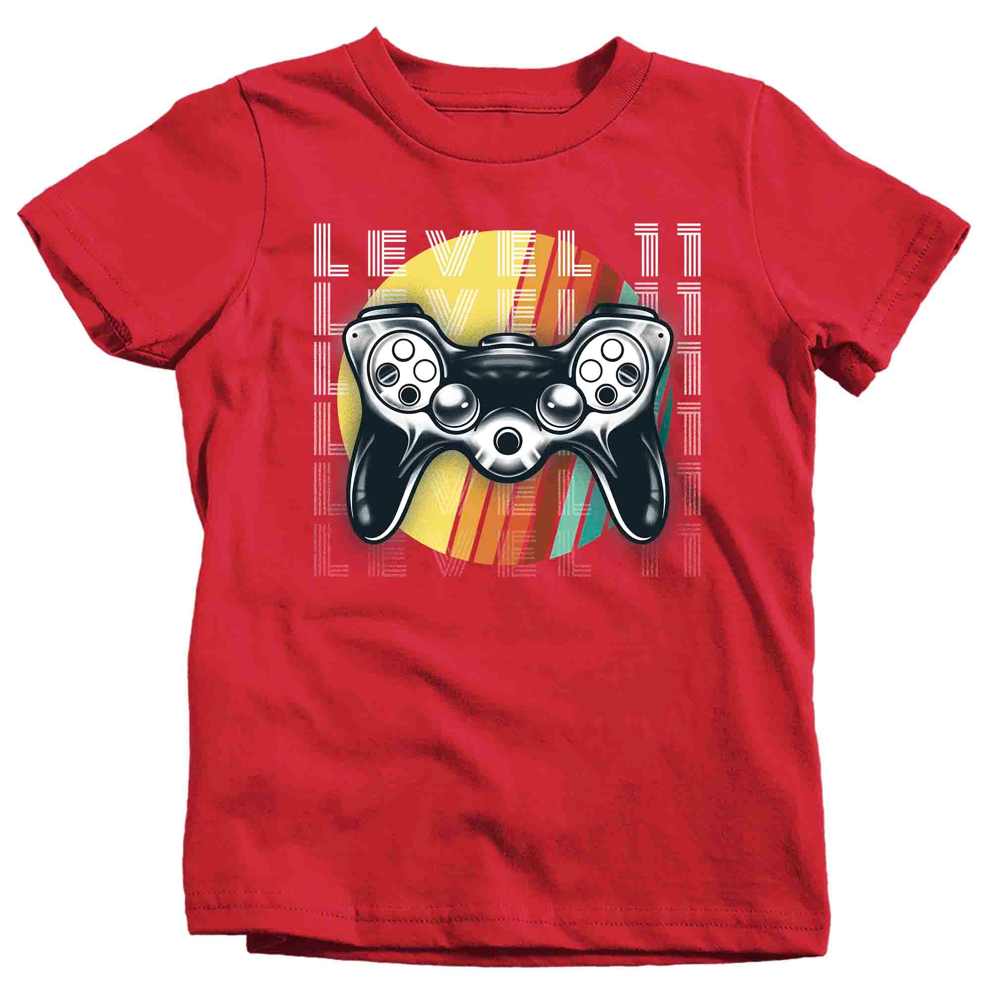 Kids Gamer 11th Birthday T Shirt Gaming Shirt Level 11 Controlle