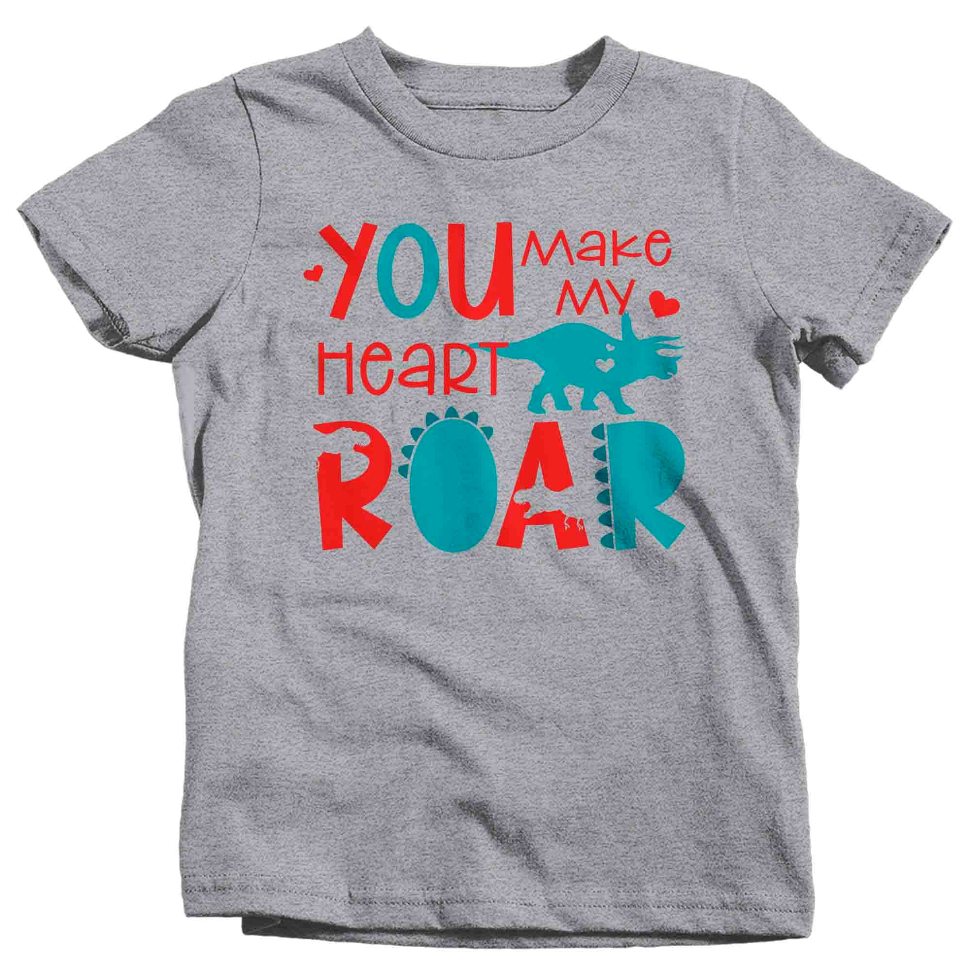 Kids Cute Valentines Day Shirt Dinosaur Heart Shirt Roar Love T Shirt Dino Theme Valentine Valentine