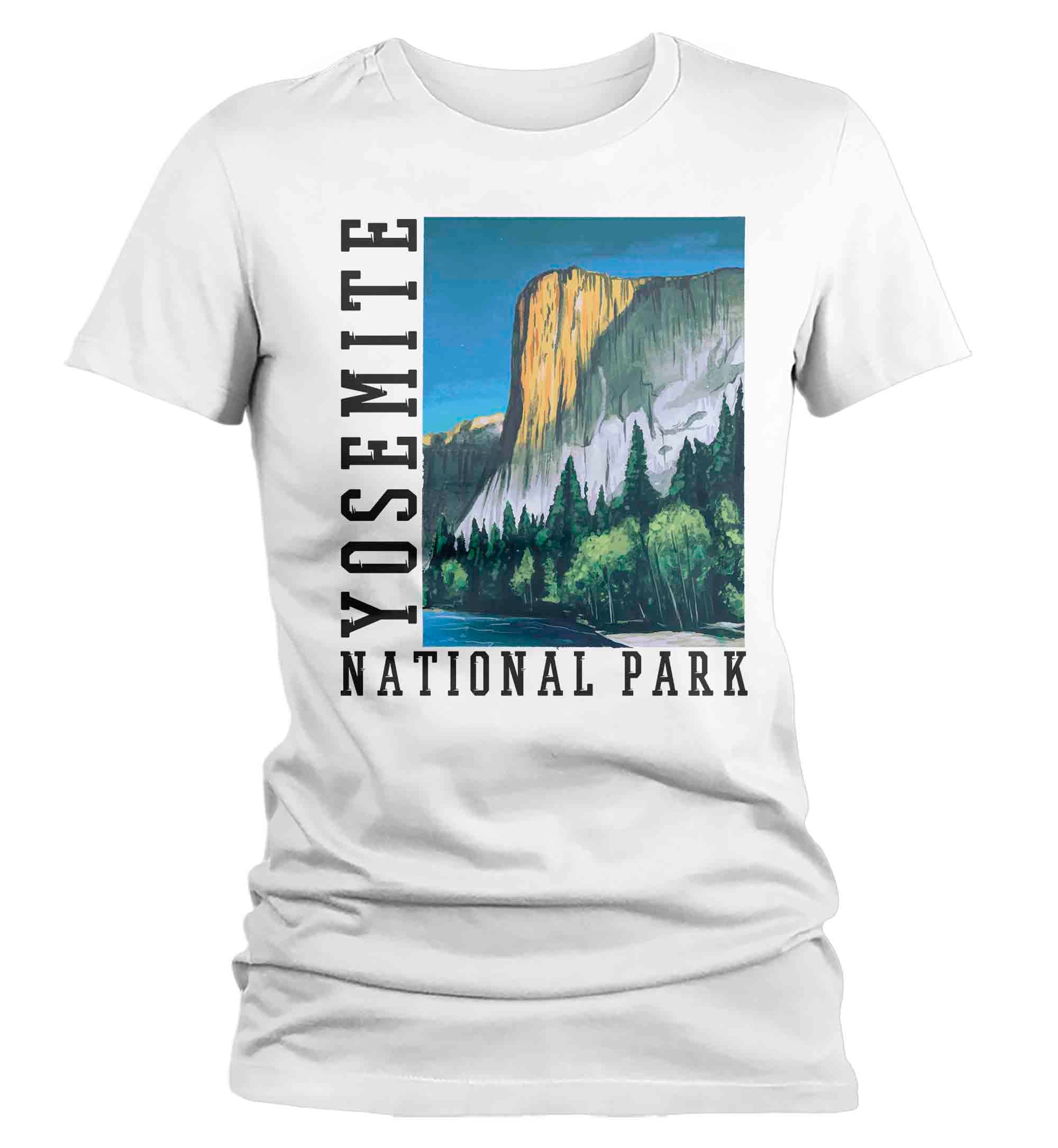 Women's Yosemite National Park Shirt Nature TShirt Illustrated Painting Print Valley Camping Gif