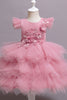 Carica l&#39;immagine nel visualizzatore di Gallery, Vestito a più livelli in tulle rosa fiore ragazza con perline
