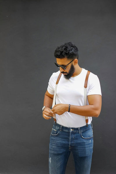 Suspenders with t-shirt