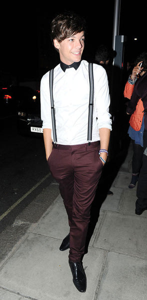 Louis Tomlinson wearing Suspenders. Credits to famouspeople.com