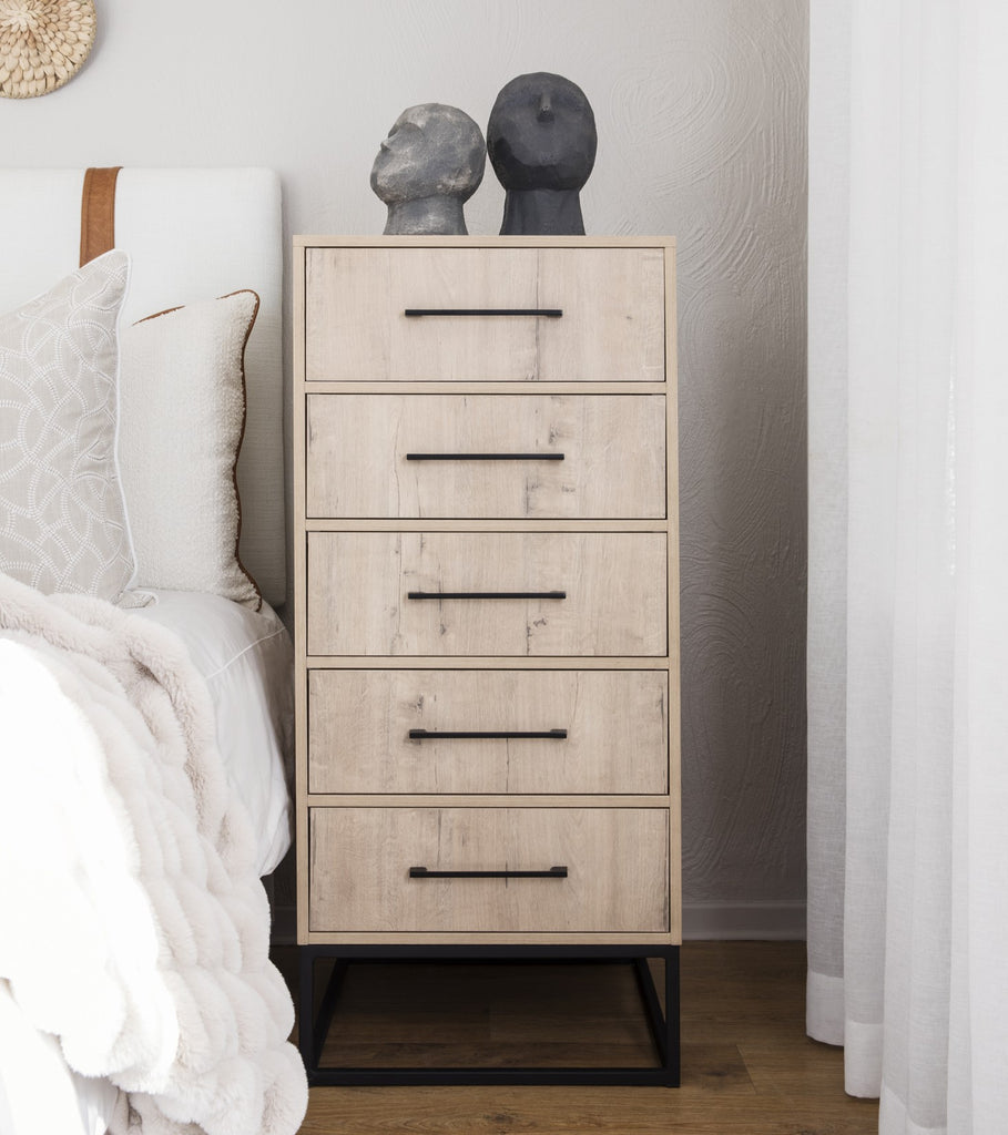 Stylish bedside table and tallboy chest of drawers: clever storage solutions for small and large bedrooms