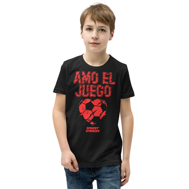 AMO EL JUEGO YOUTH SOCCER DRIP GRAPHIC PRINT T-SHIRT