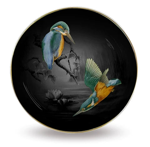 Image of two kingfishers on coupe plate