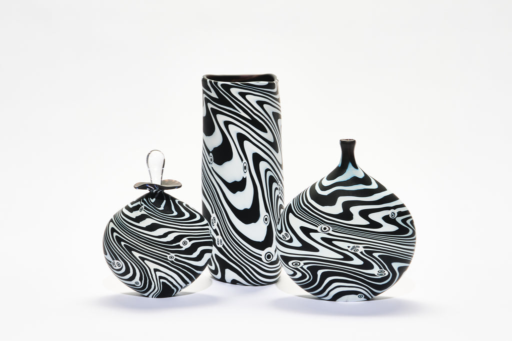 Peter Layton, Meander Black & White with Murrine, Freeblown glass, Individually priced from £300