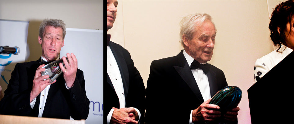 Jeremy Paxman & Sir Harold Evans collecting their respective awards