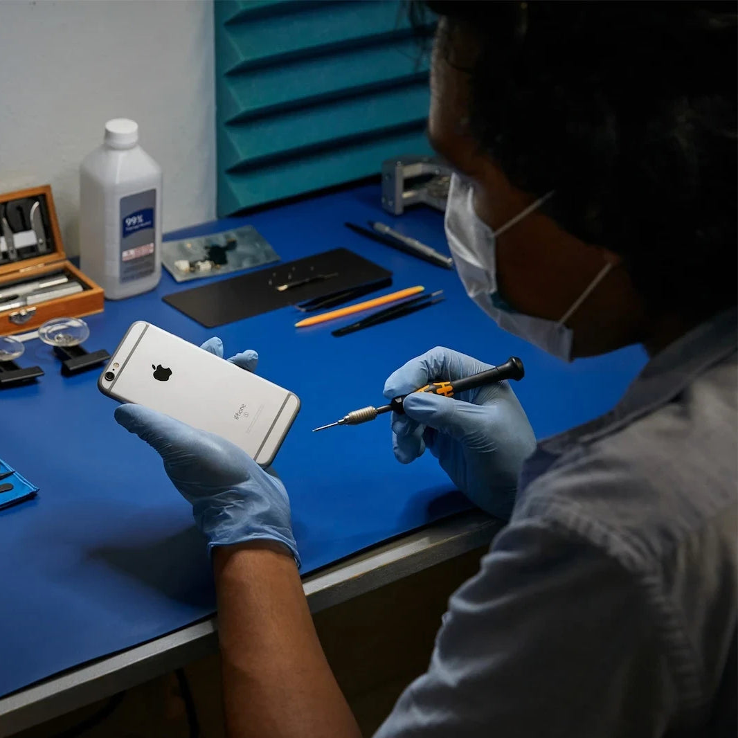 medarbejer repararer iphone