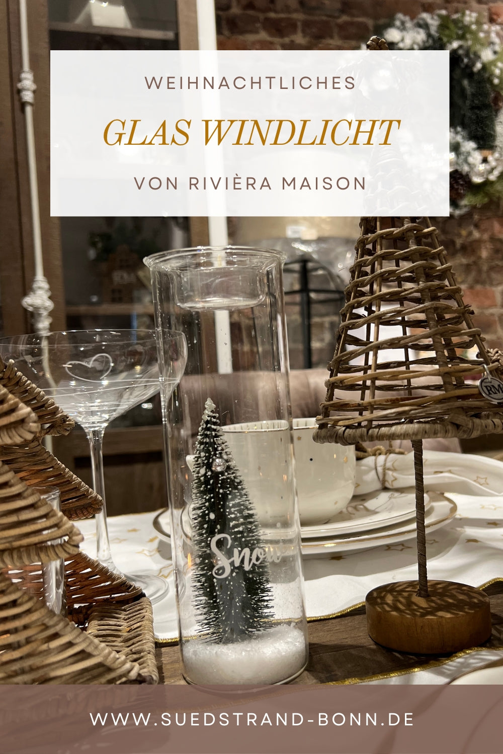 Weihnachtliches Glas Windlicht Weihnachtsbaum von Rivièra Maison