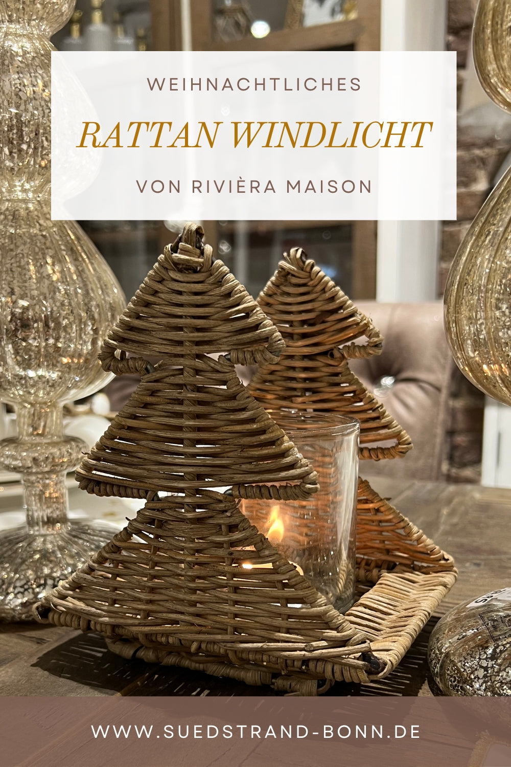 Rattan Windlicht Weihnachtsbaum von Rivièra Maison