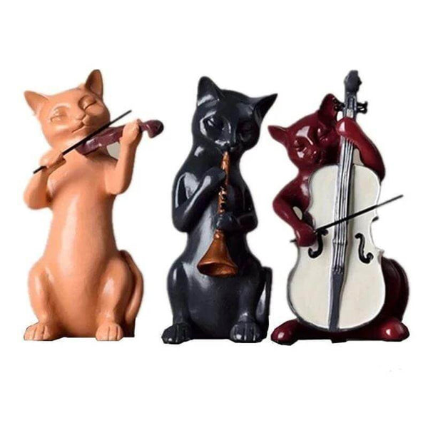 Statuette Chat Musiciens De Resine Animoment