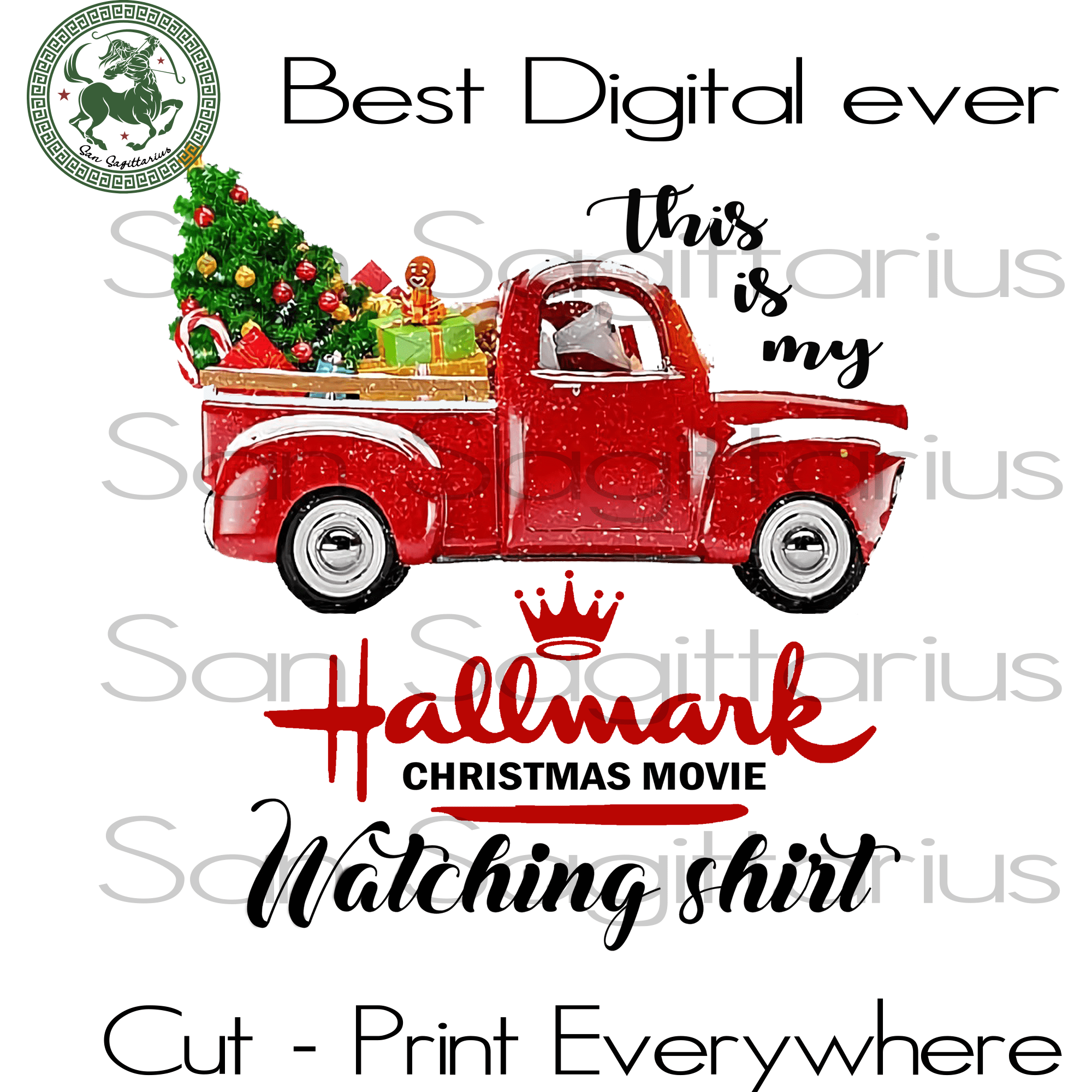 Download Hallmark Christmas Watching Movie Shirt, Truck Tree Retro ...