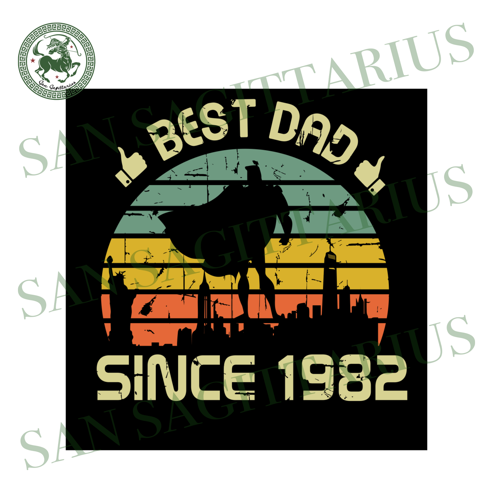 Download Best Dad Since 1982 Vintage Sunset, Papa Birthday Shirt ...