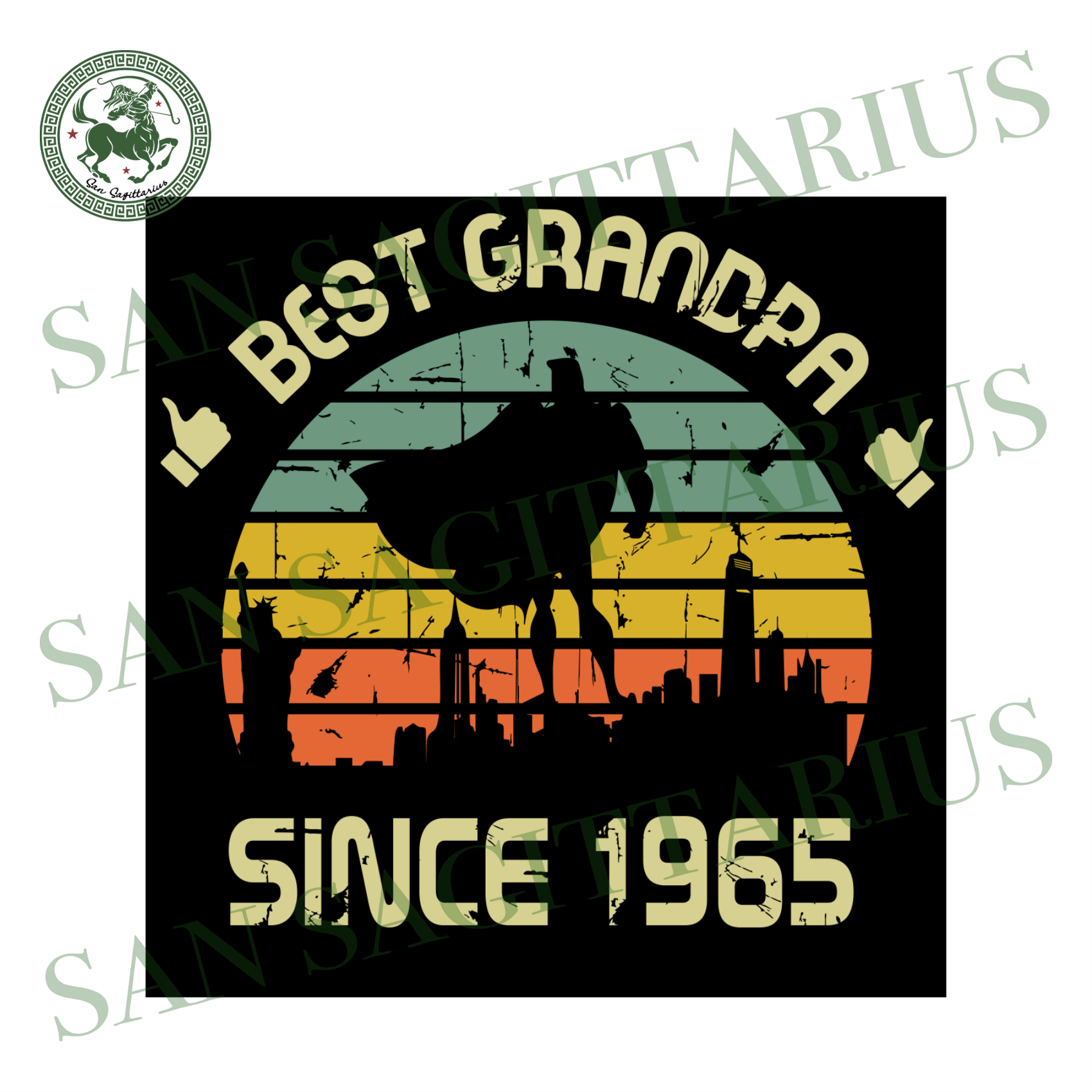 Download Best Grandpa Since 1965 Vintage Sunset Papa Birthday Shirt Svg File D San Sagittarius