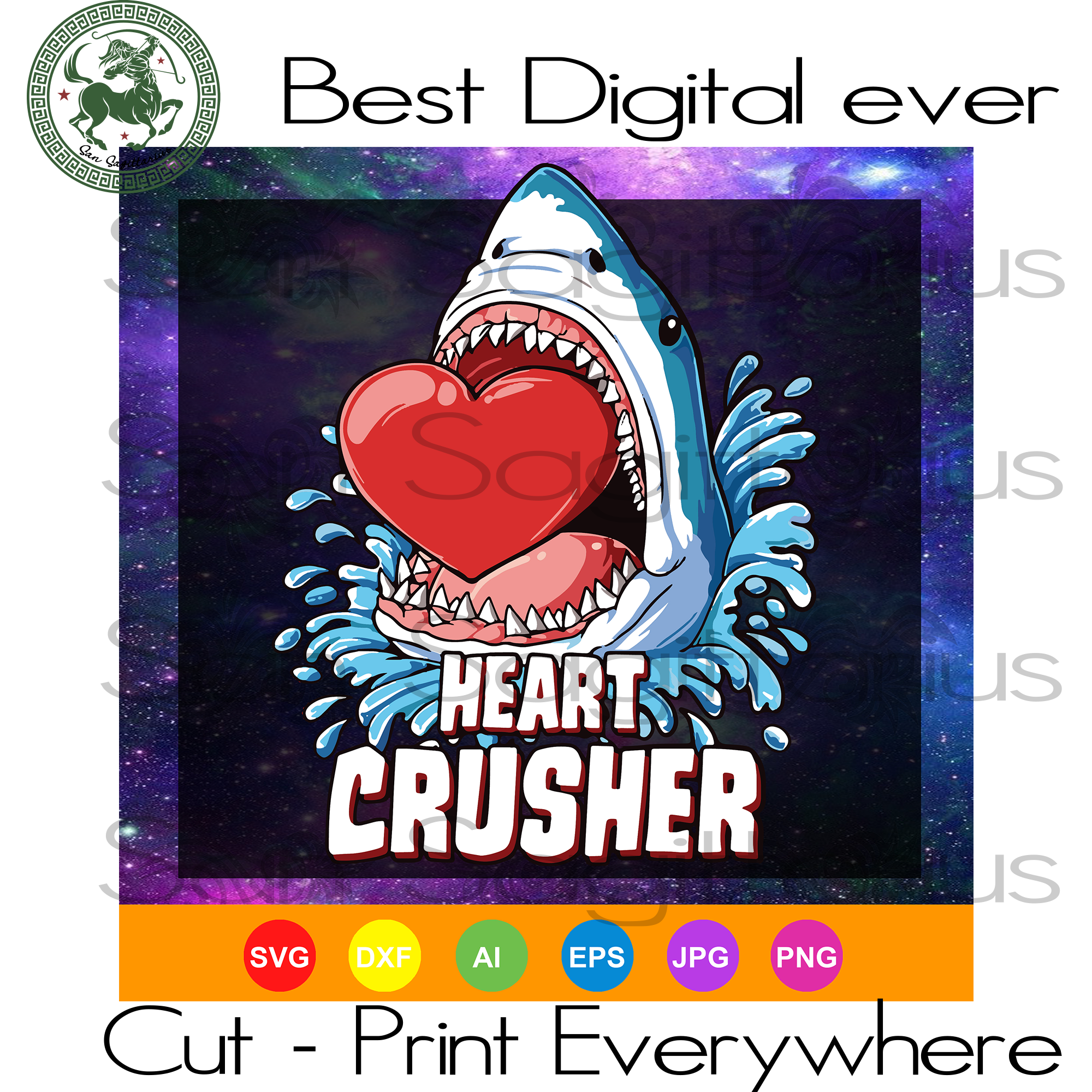 Heart Crusher Valentine Day Shark Boys Awesome Gift Shark Svg Files F San Sagittarius