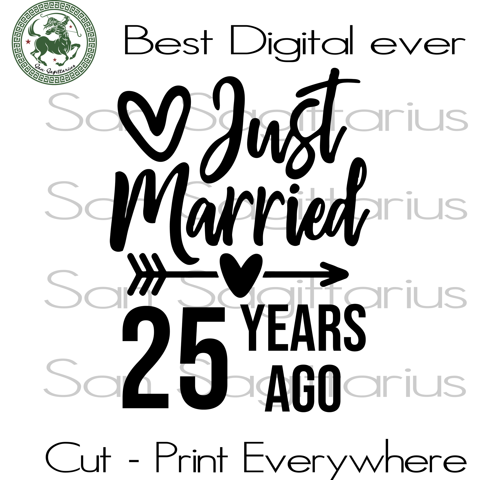 Just Married 25 Years Ago Wedding Anniversary Best Gift For Wife Husba San Sagittarius